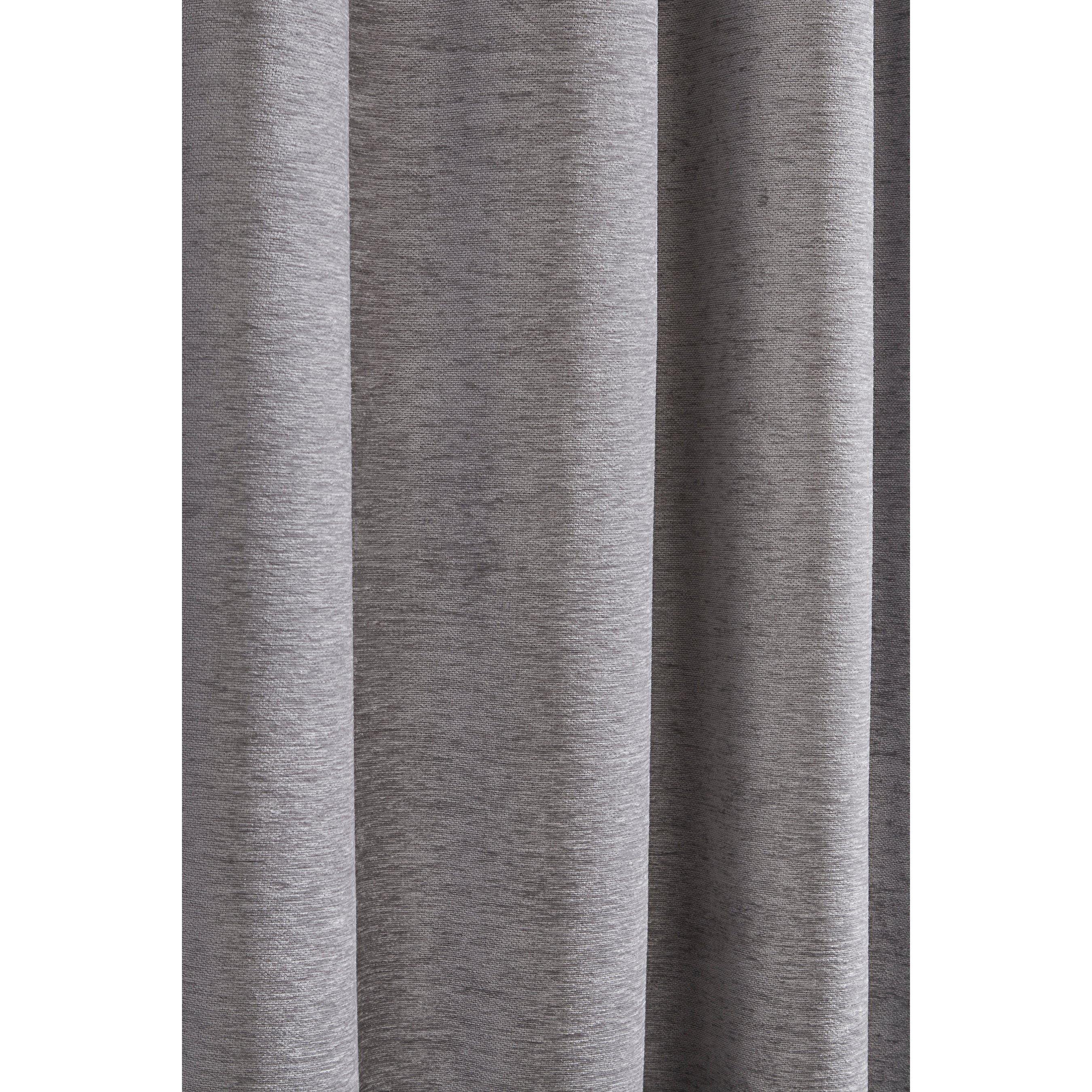 Grey - Homelife - Chenille Woven Eyelet Curtains - 5
