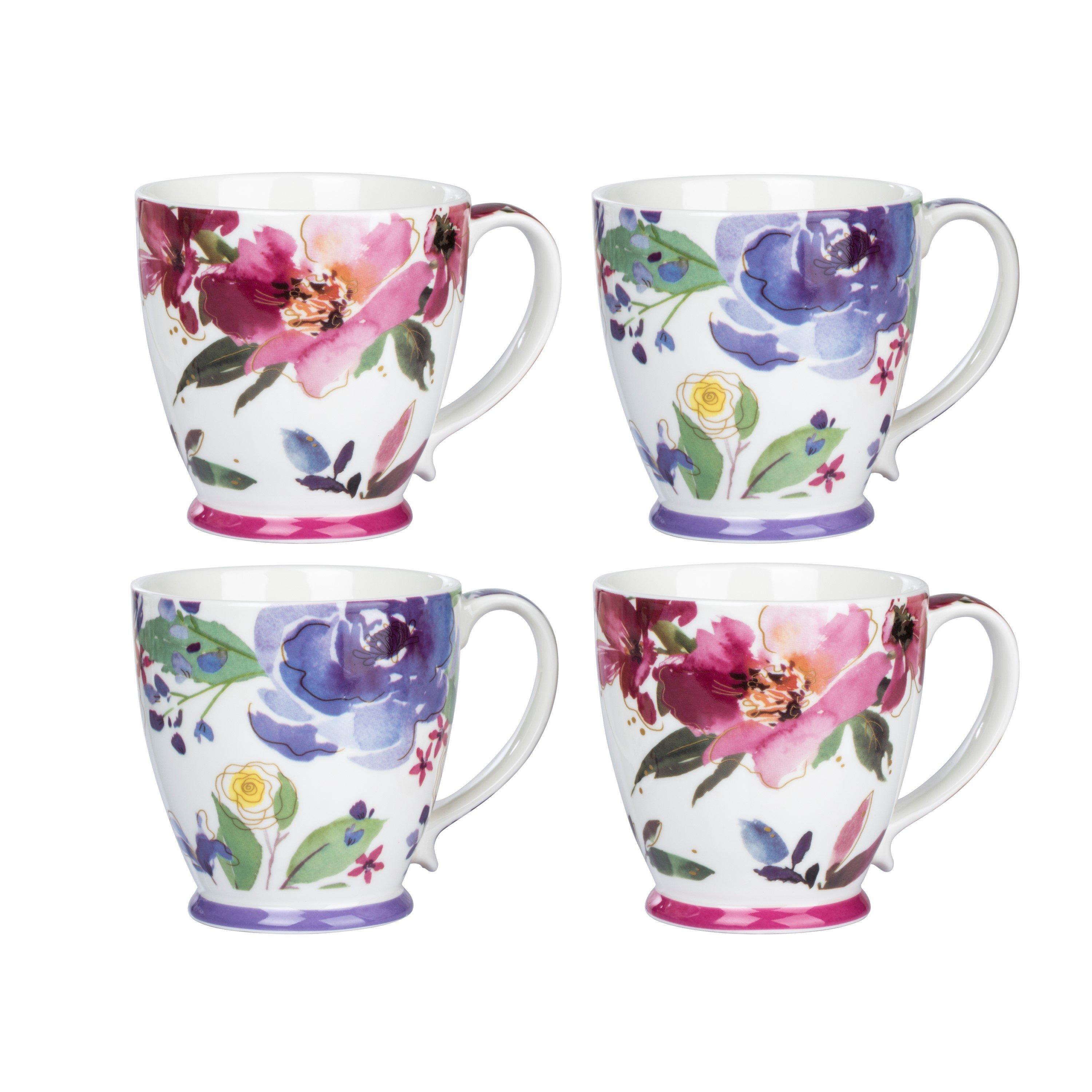 Multi - Waterside - 4PC Large Floral Mugs - 2