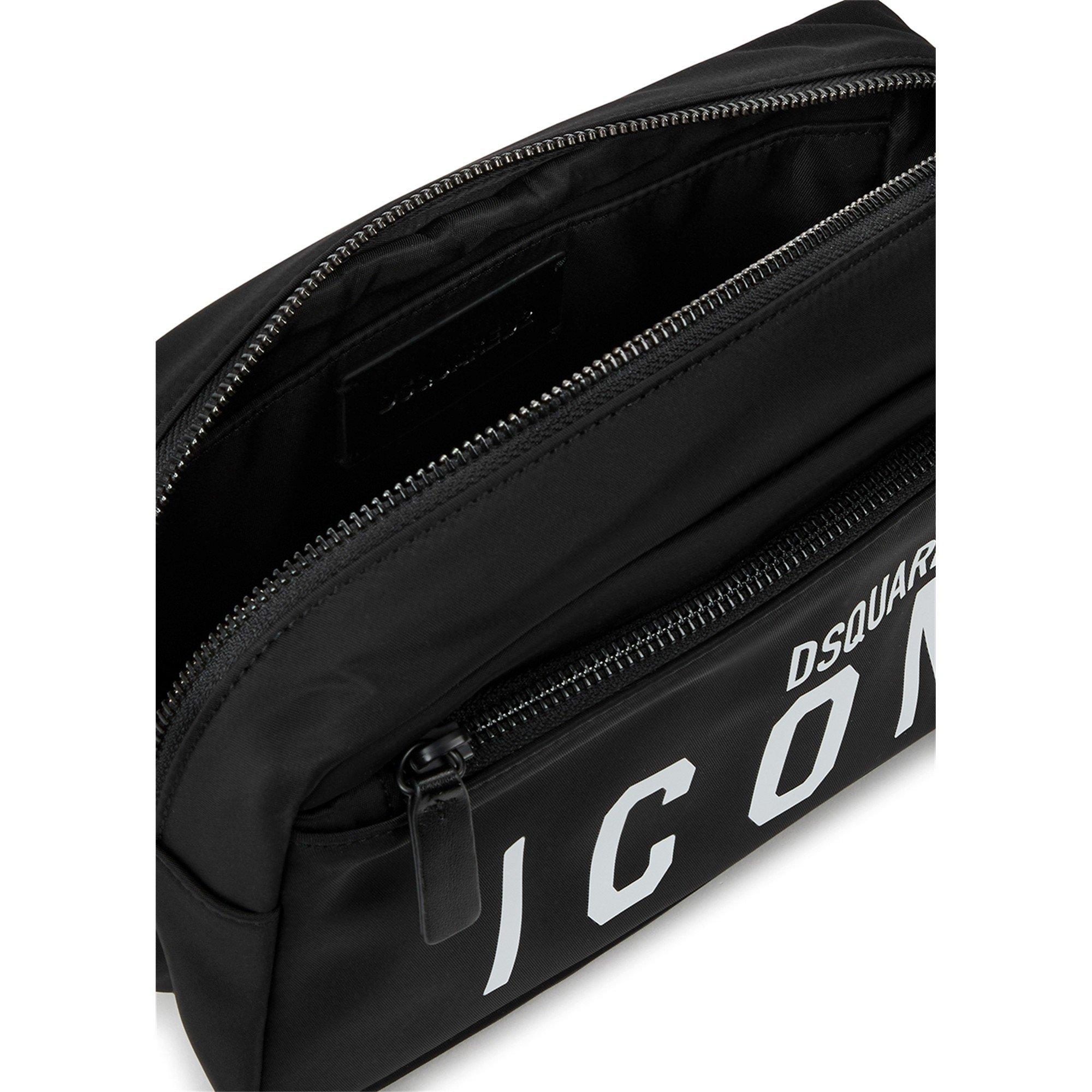 BLACK AND WHITE - DSquared2 - DSQ SOR ICON NYLON WASHBAG - 4