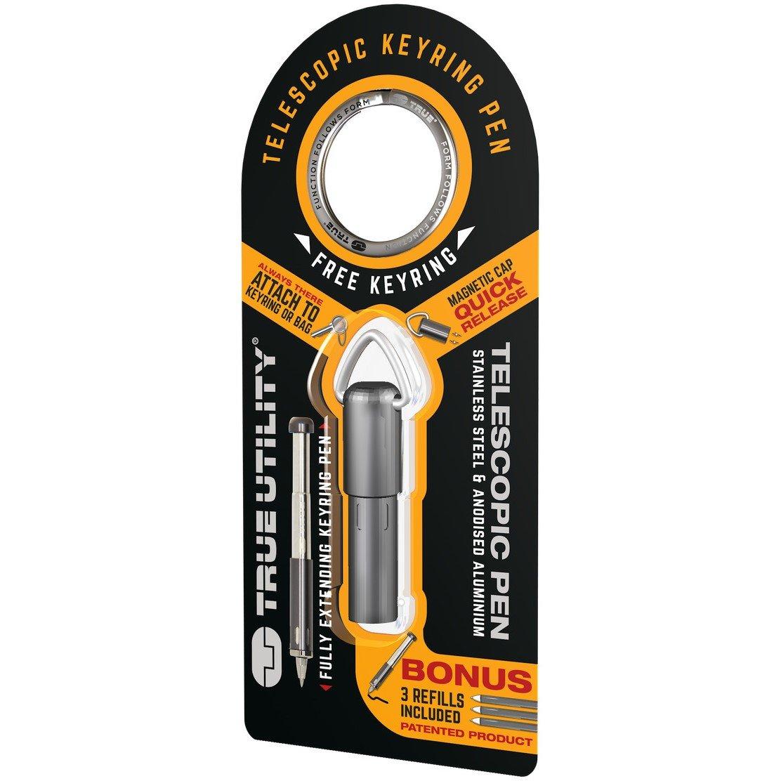 Silver - True - Telescopic Pen Keyring - 2