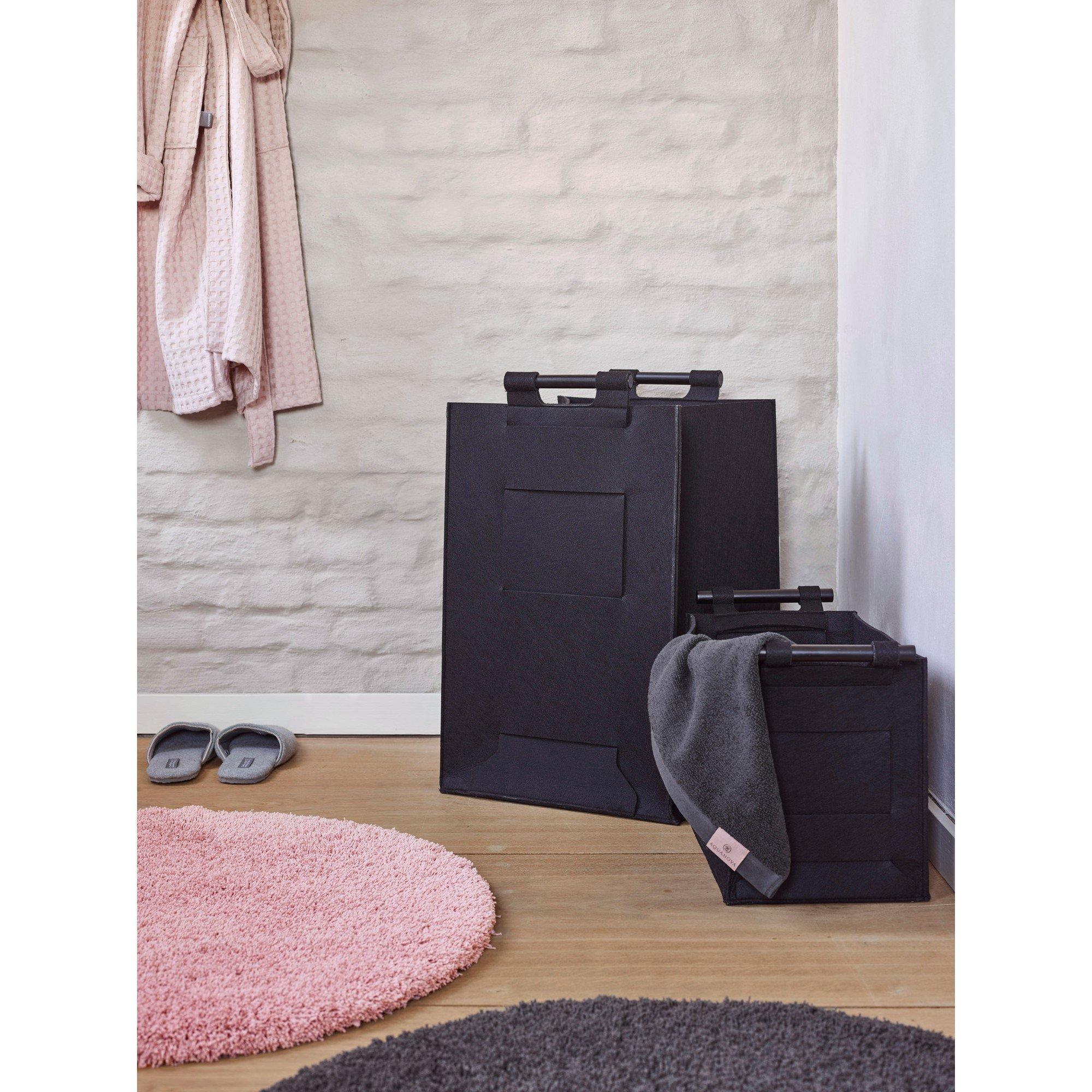 Black - Aquanova - Luz Recycled Storage Basket with Bamboo Handle - 3