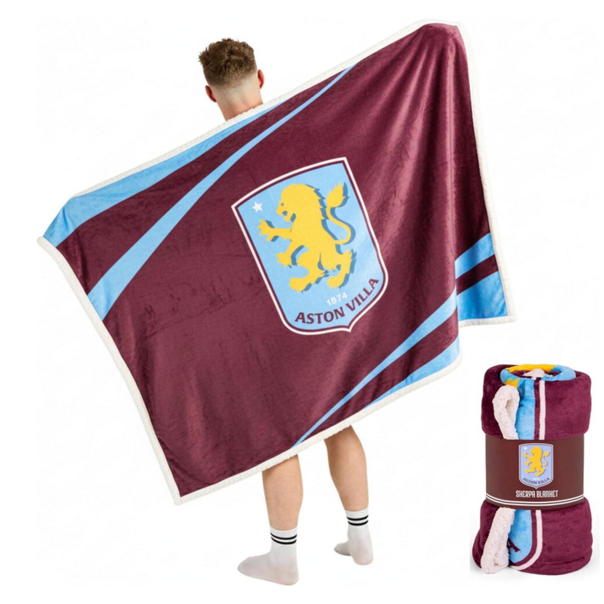 Aston Villa FC - Team - Aston Villa Officially Licensed Sherpa Fleece Blanket 152 x 117 cm - 1