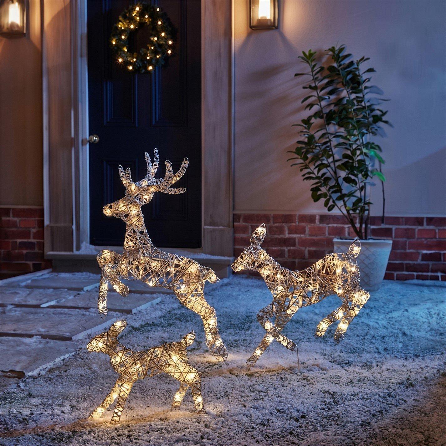 Warm White - The Spirit Of Christmas - Outdoor 3 piece Reindeer Family - 1