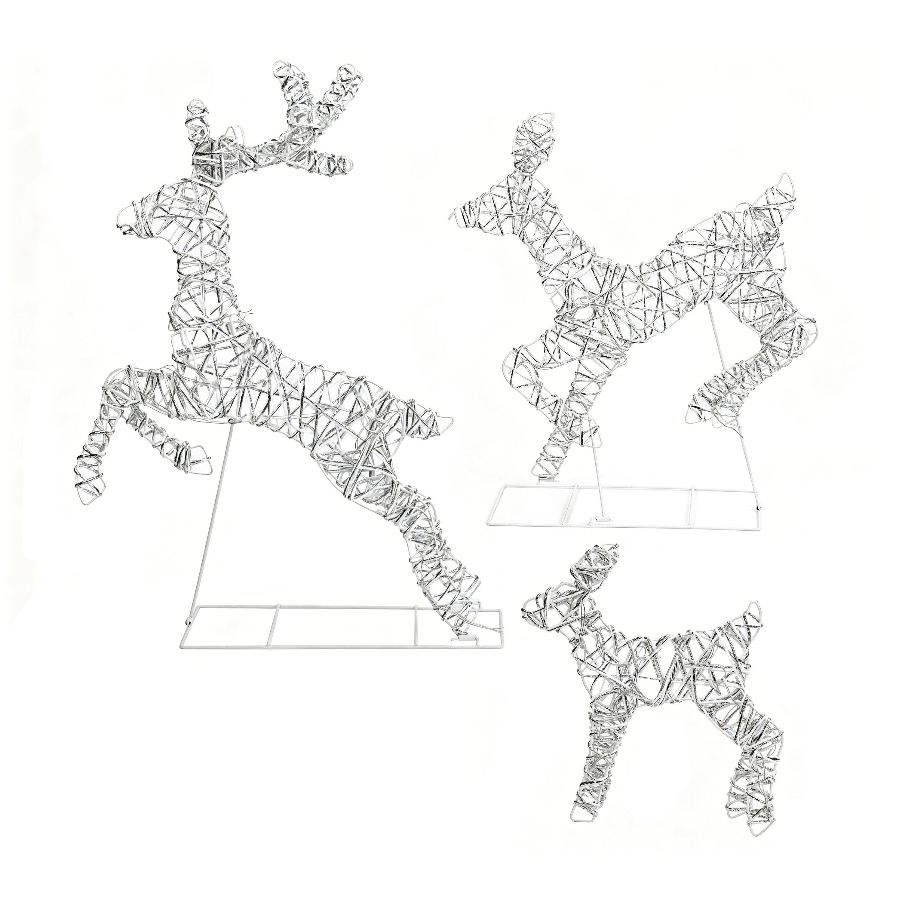 Warm White - The Spirit Of Christmas - Outdoor 3 piece Reindeer Family - 3
