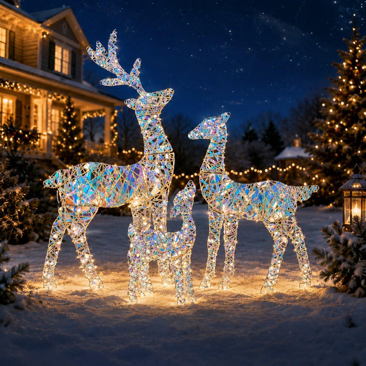 Gold Holo - The Spirit Of Christmas - Holographic Reindeer Family - 1