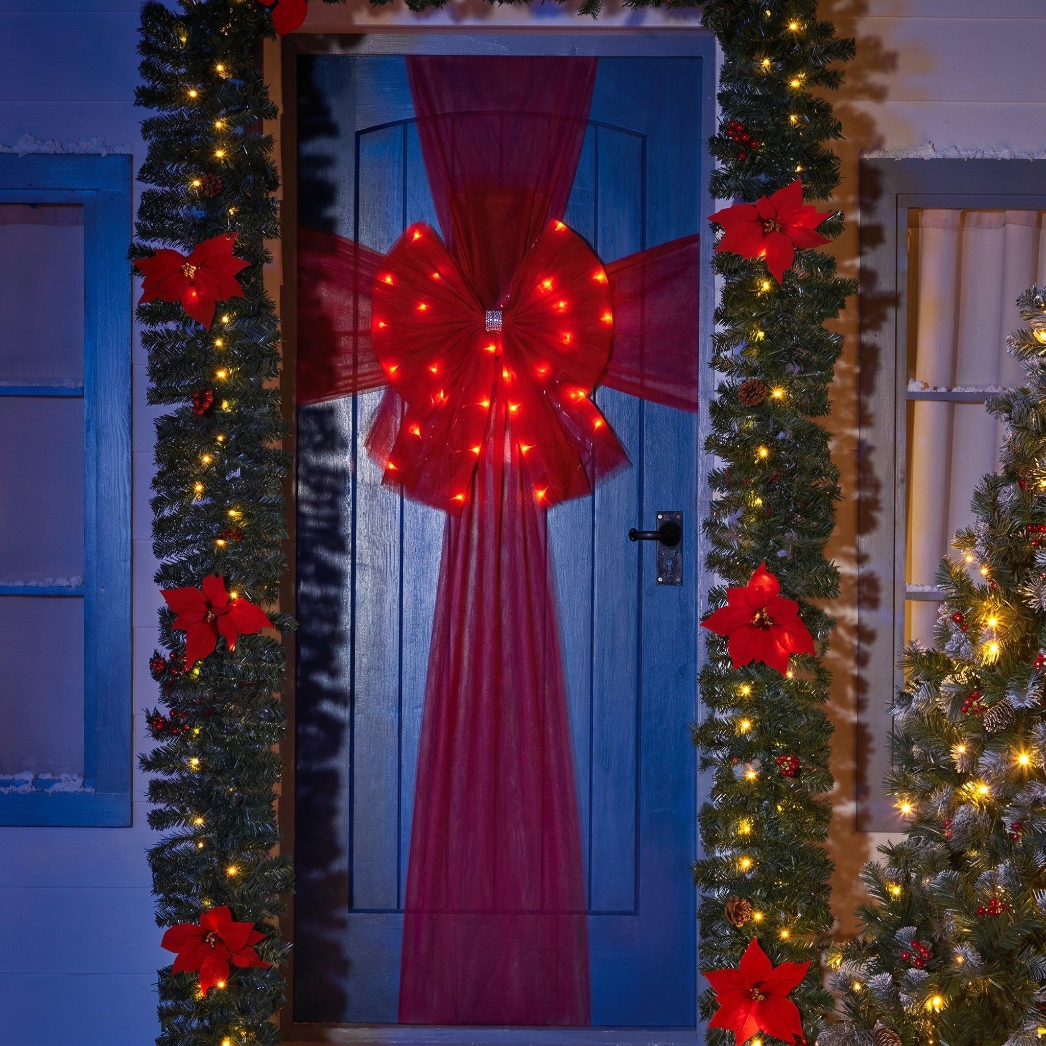 Red - The Spirit Of Christmas - Light Up Door Bow - 1
