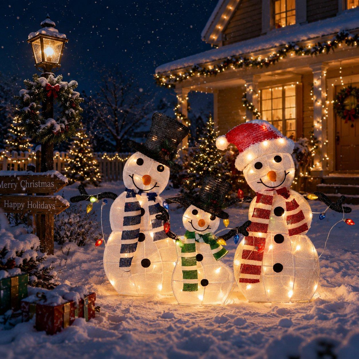White - The Spirit Of Christmas - SOC Outdoor Snowman Family Light - 1