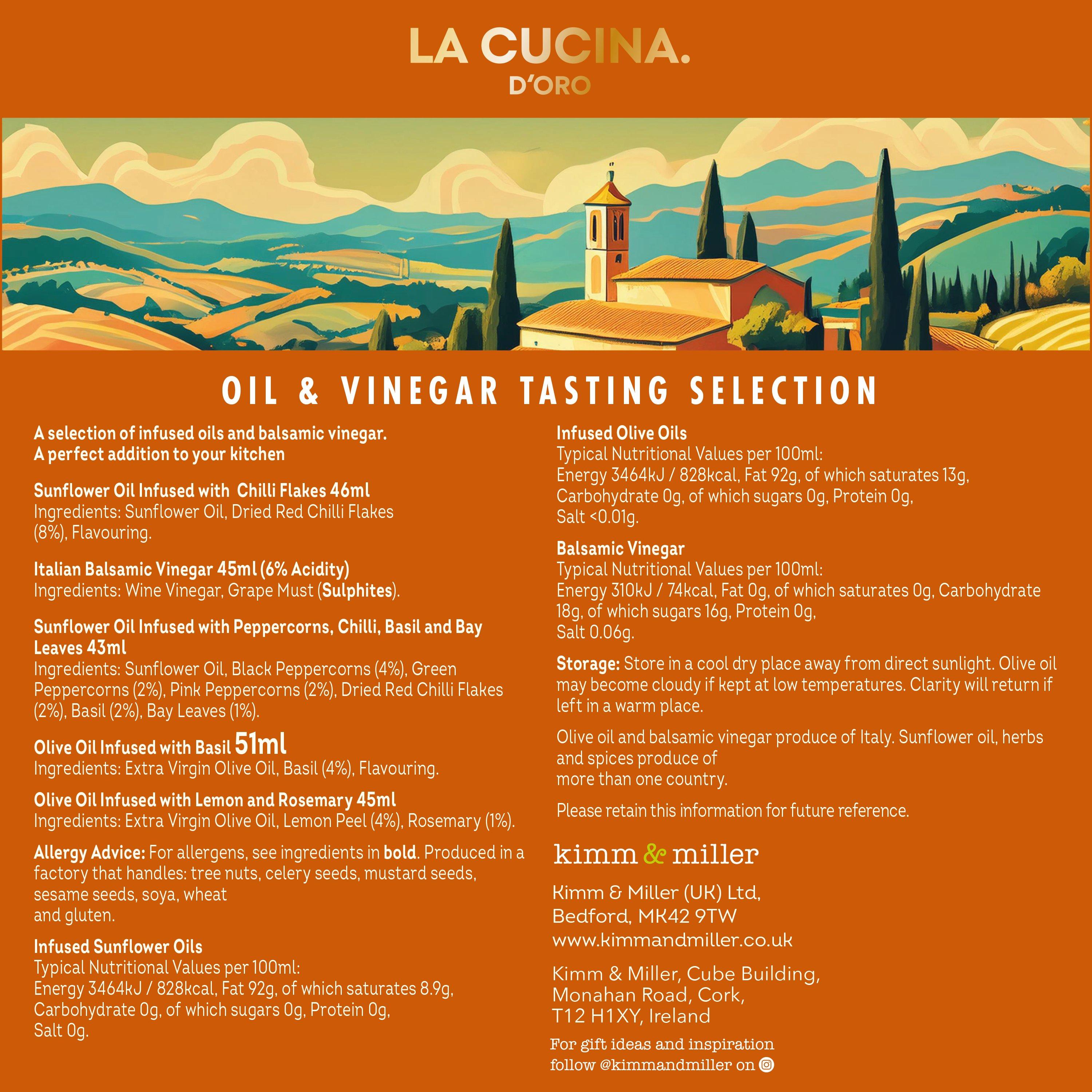 Olive Flavours - Kimm and Miller - Cucina Tasting Oil & Vinegar Selection 5 Pack - 5