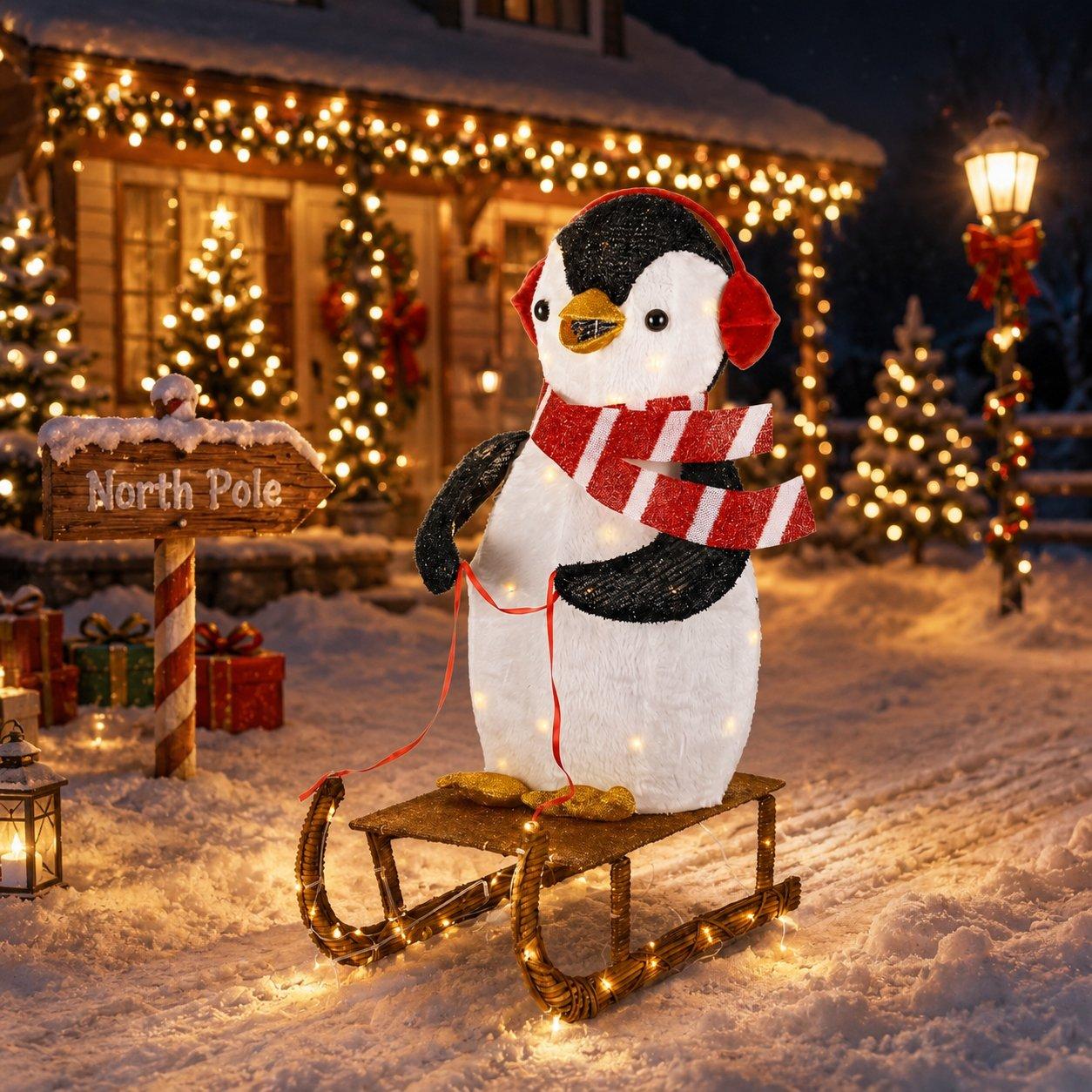 The Spirit Of Christmas Outdoor Skiing Penguin Light
