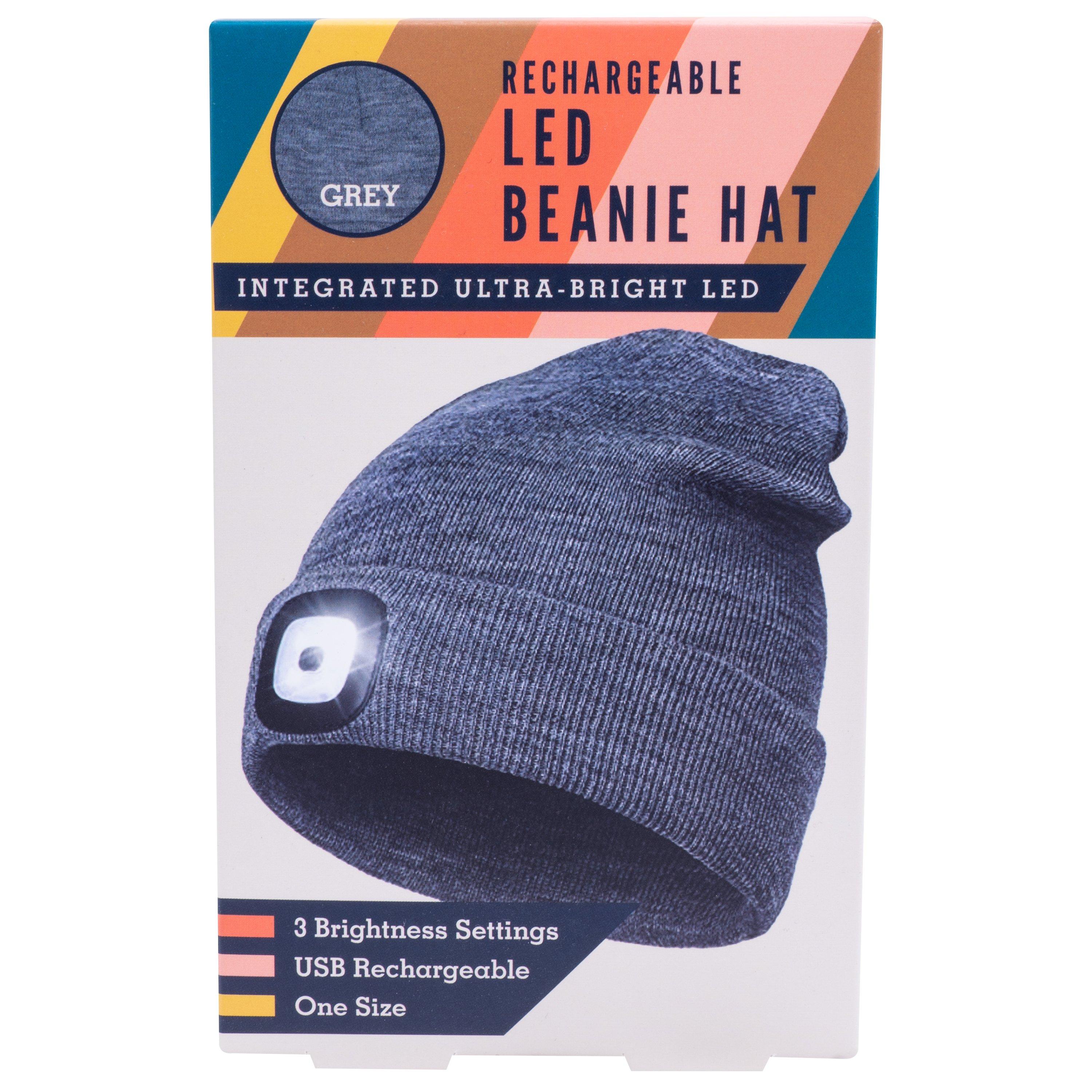 Grey - Fizz Creations - LED Rechargeable Beanie Novelty Gift - 4
