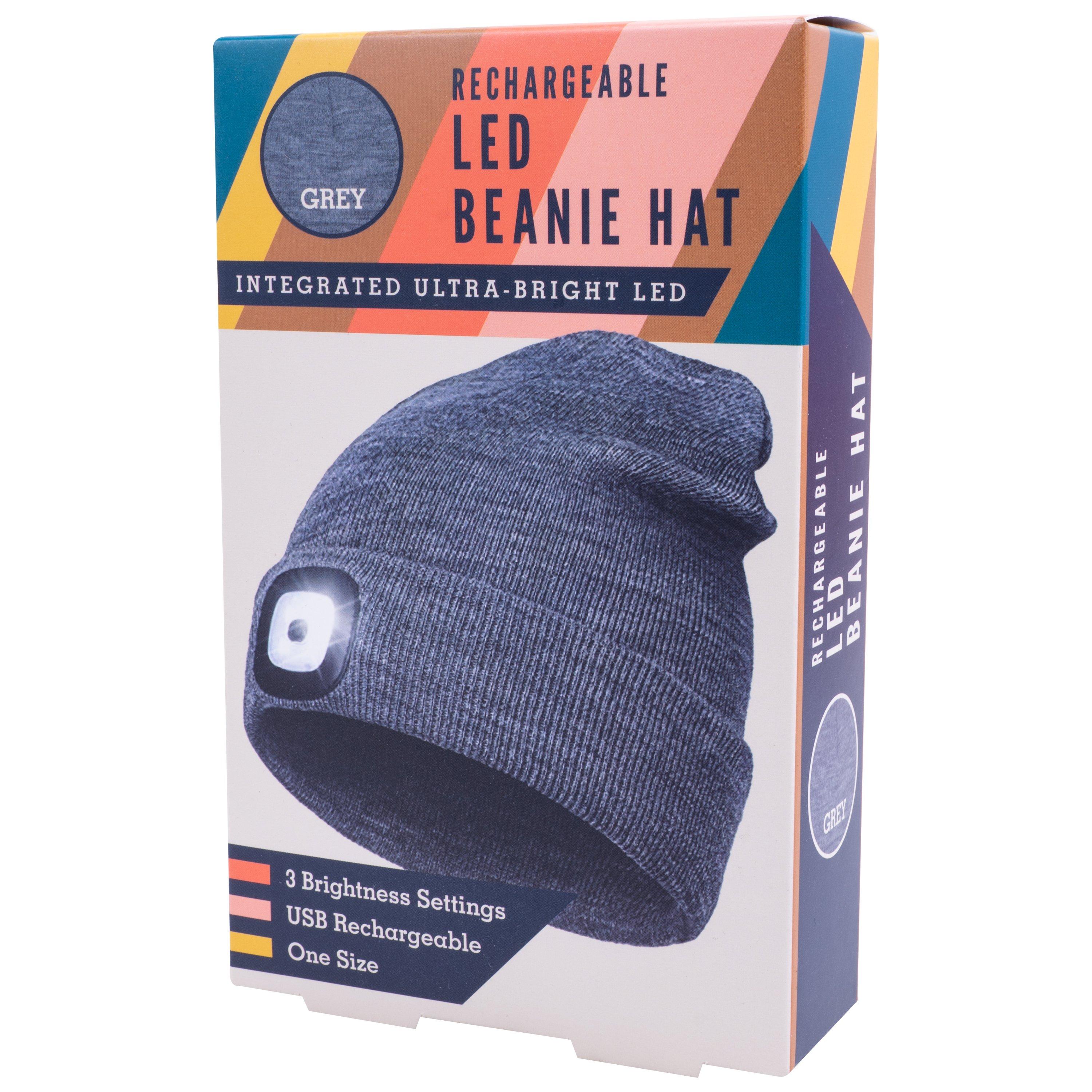 Grey - Fizz Creations - LED Rechargeable Beanie Novelty Gift - 5
