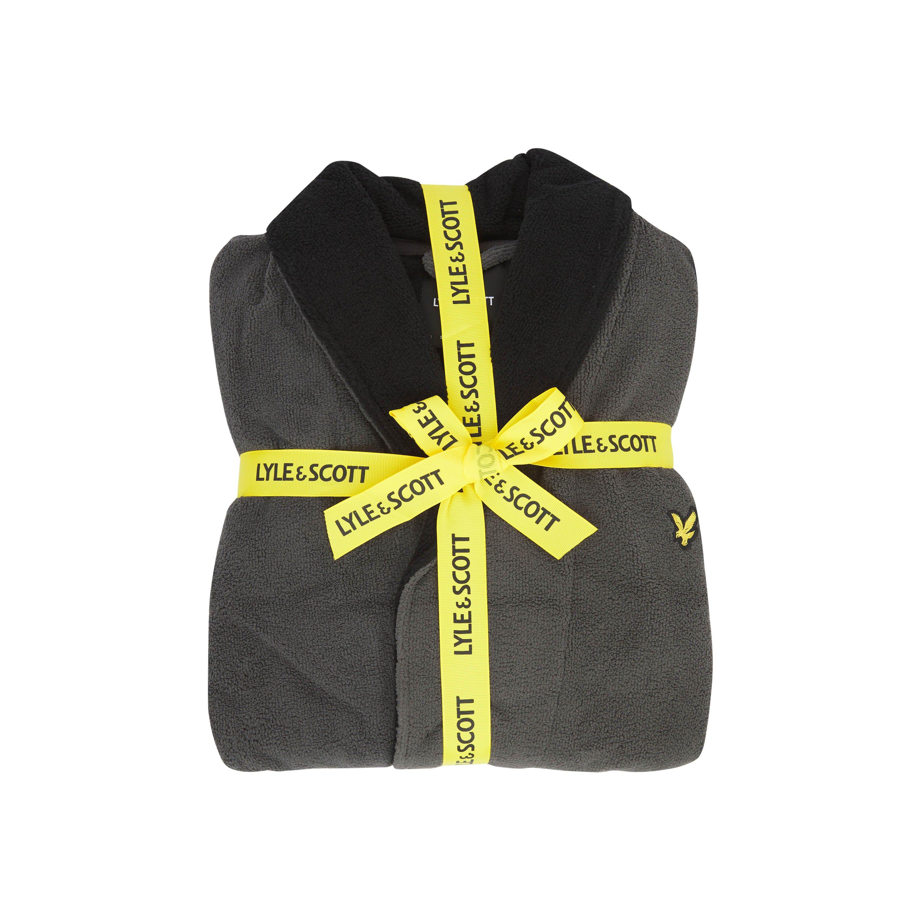 Granite - Crni - Lyle and Scott - Men's Contrast Trim Absorbent Towel Dressing Gown - 3