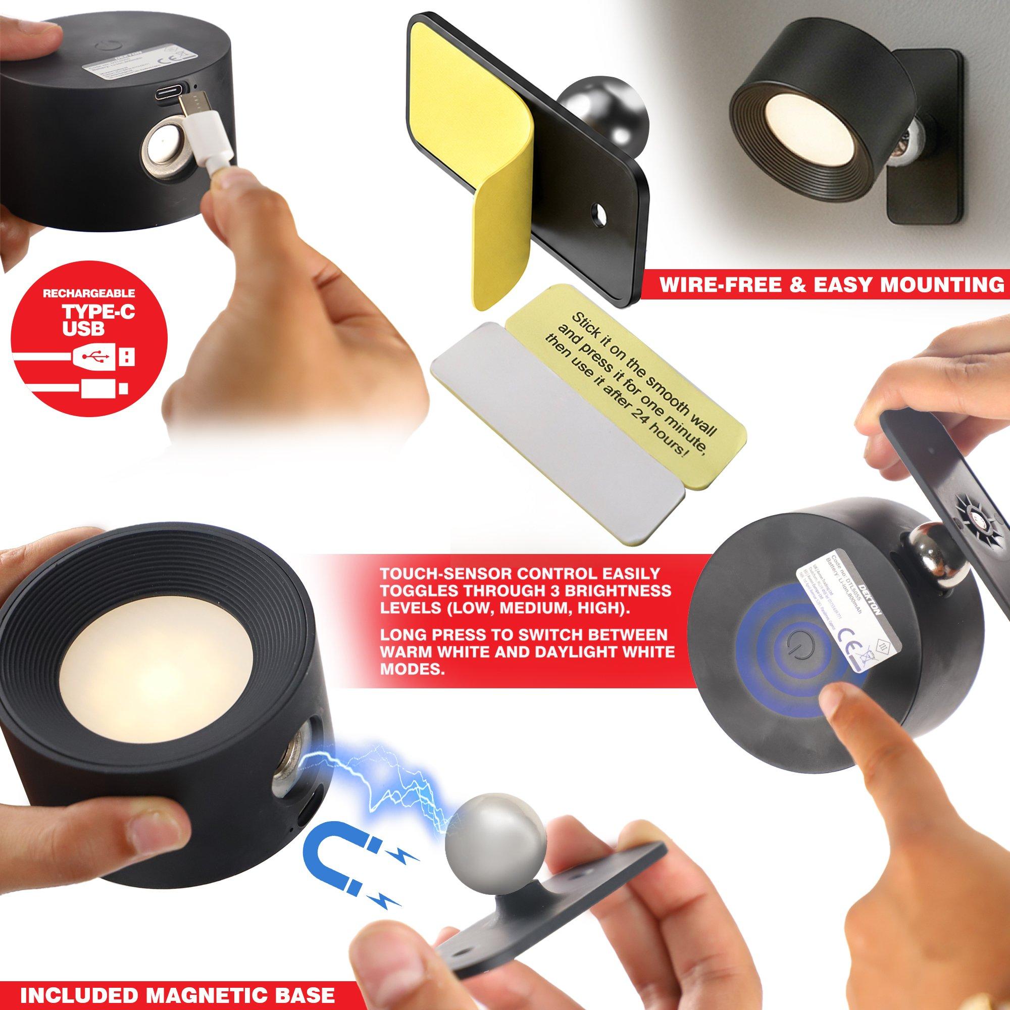 Black - Dekton - Dekton Rechargeable Magnetic Wall Light - 5