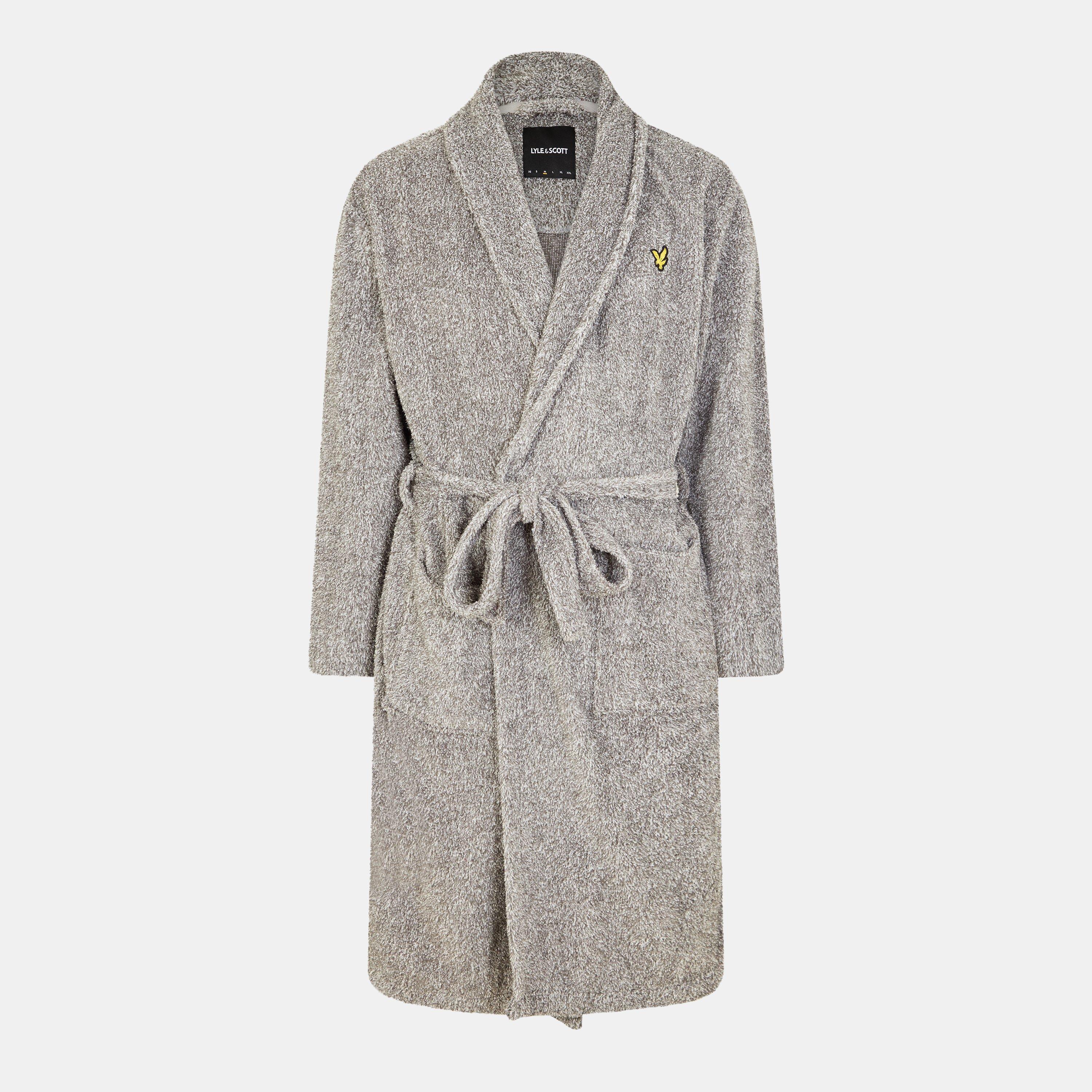 Lyle And Scott Men's Towelling Bathrobe - Grey Marl - M