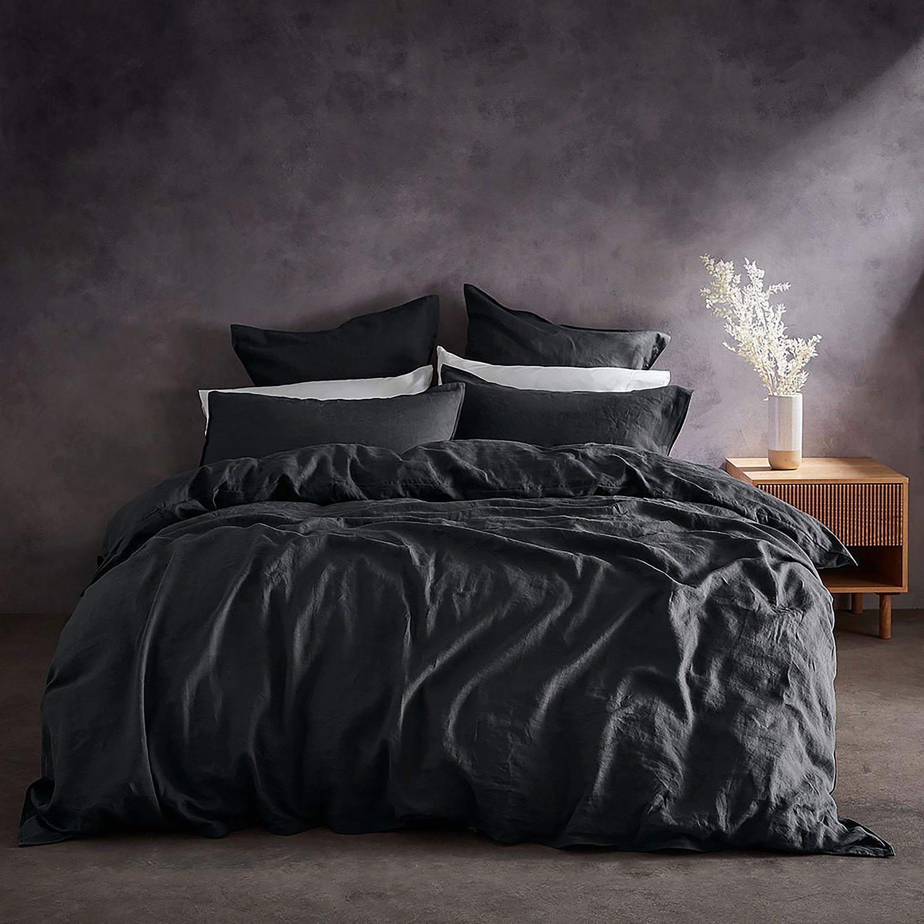 Charcoal - Lazy Linens - LazyLinens Pure Washed Linen Duvet Cover - 1