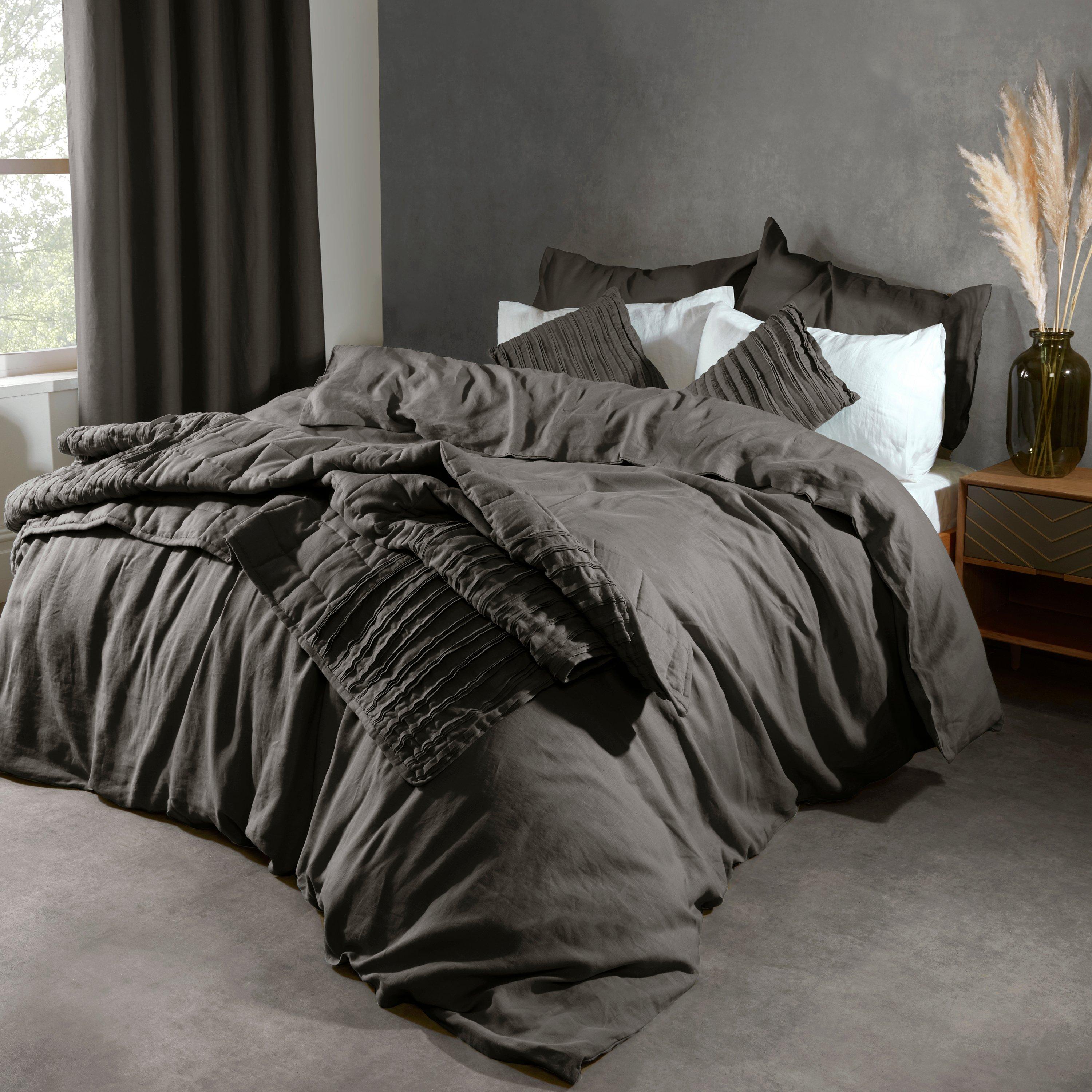 Charcoal - Lazy Linens - LazyLinens Pure Washed Linen Duvet Cover - 2