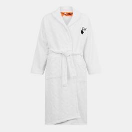 Off White Unisex Mono Bathrobe, Monogram Design