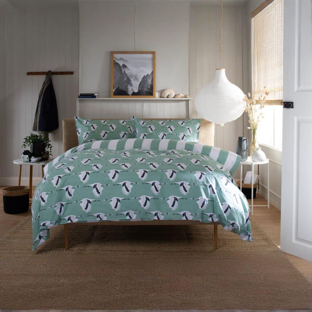 The Lyndon Company  Sedge Duvet Cover - Green Stripe - Double
