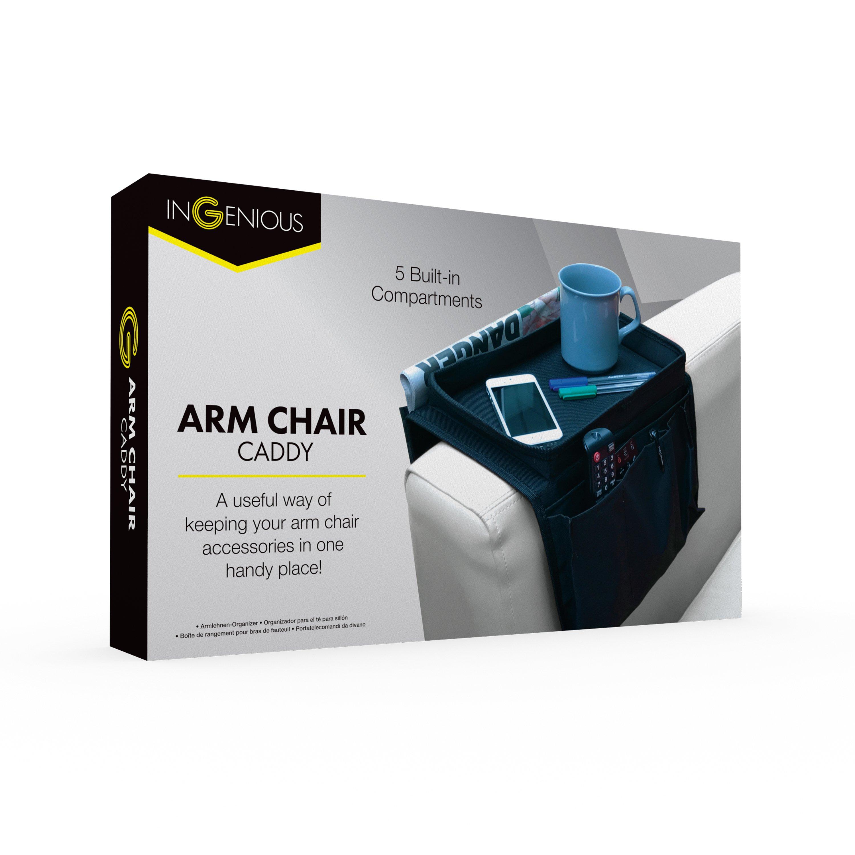 Ingenious Black Arm Chair Caddy With Pockets - Image 2