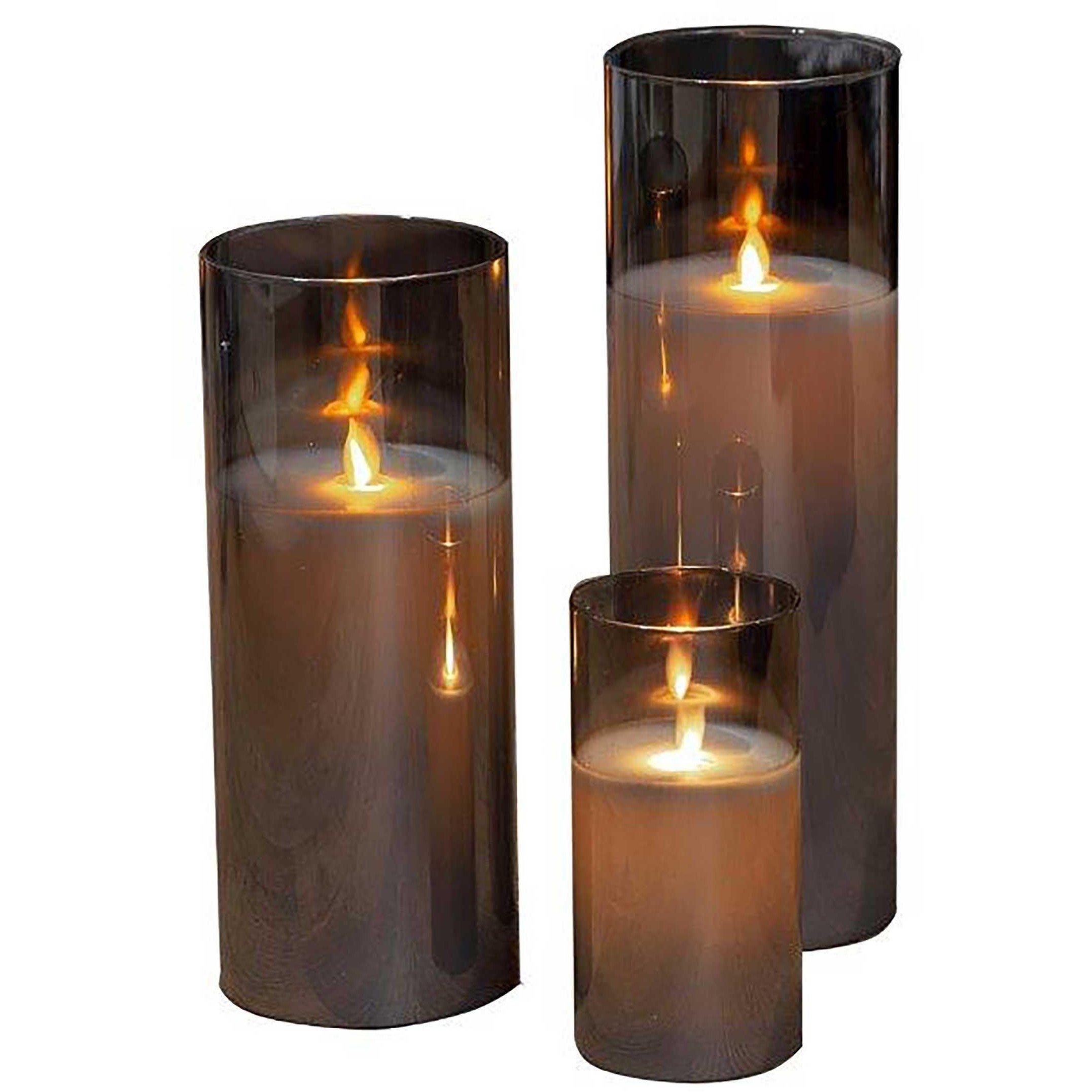 Grey - Hestia - Set of 3 Grey LED Candles
