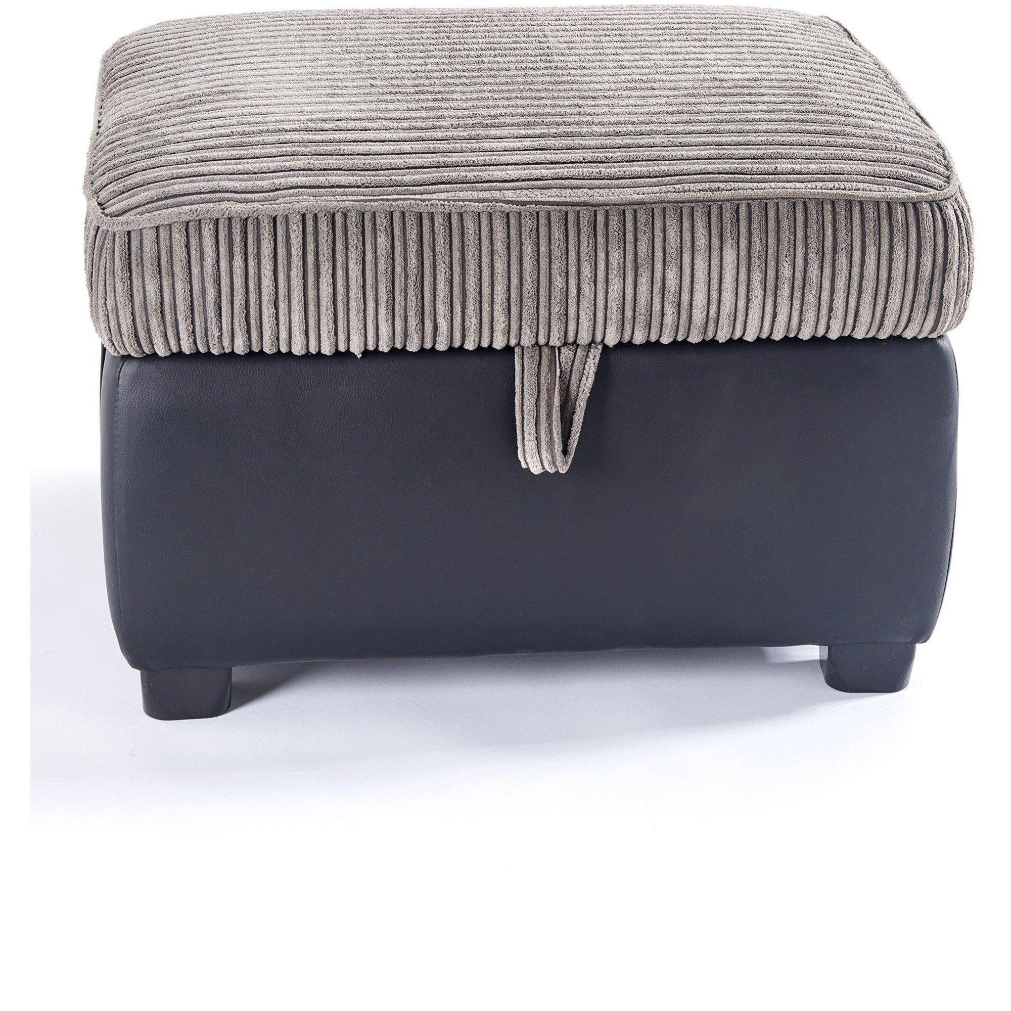 Black - Homelife - Cord/Faux Leather Storage Stool - 3