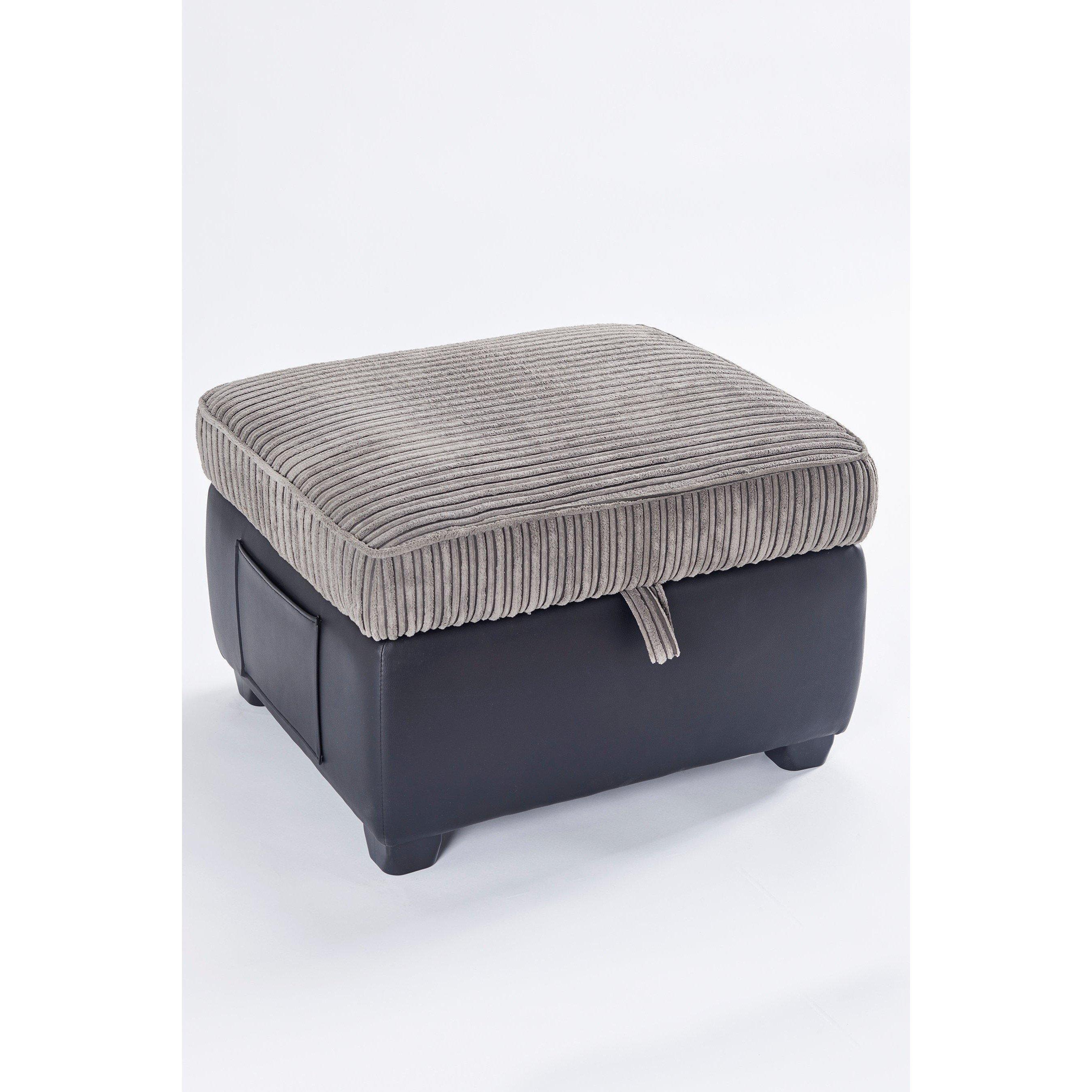 Black - Homelife - Cord/Faux Leather Storage Stool - 4