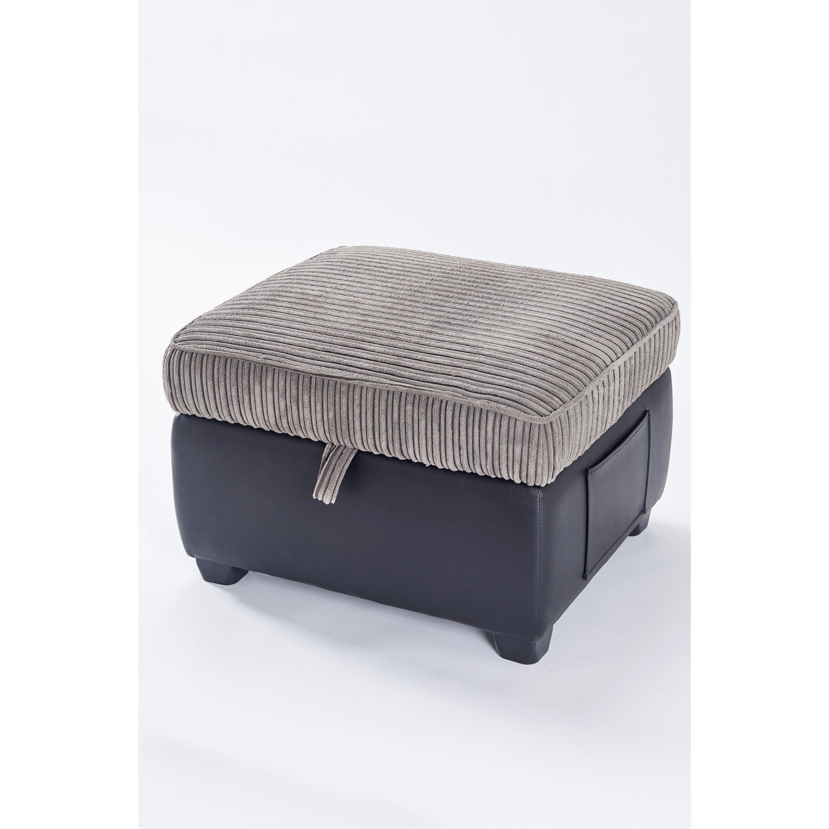 Black - Homelife - Cord/Faux Leather Storage Stool - 5