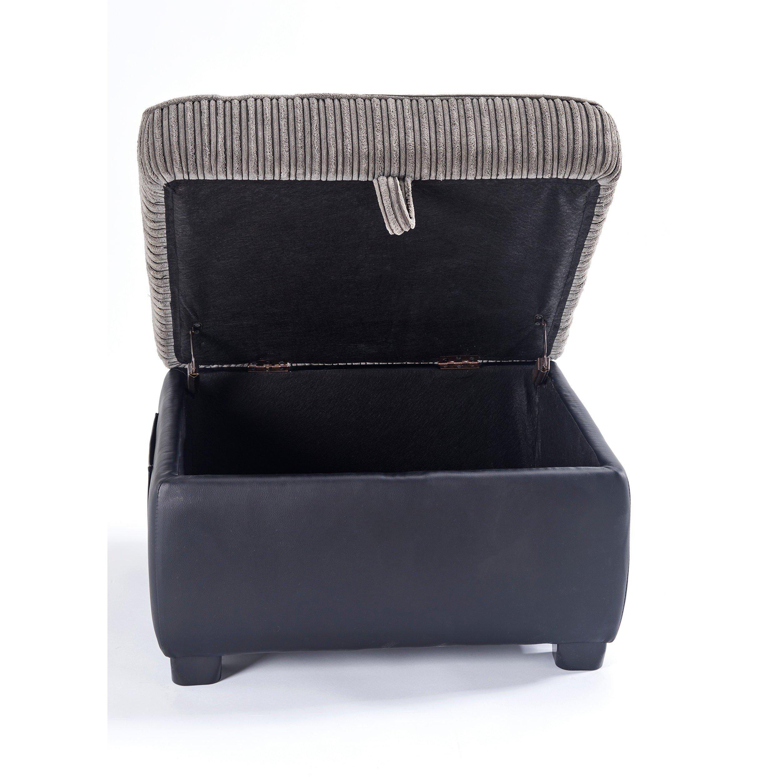 Black - Homelife - Cord/Faux Leather Storage Stool - 6