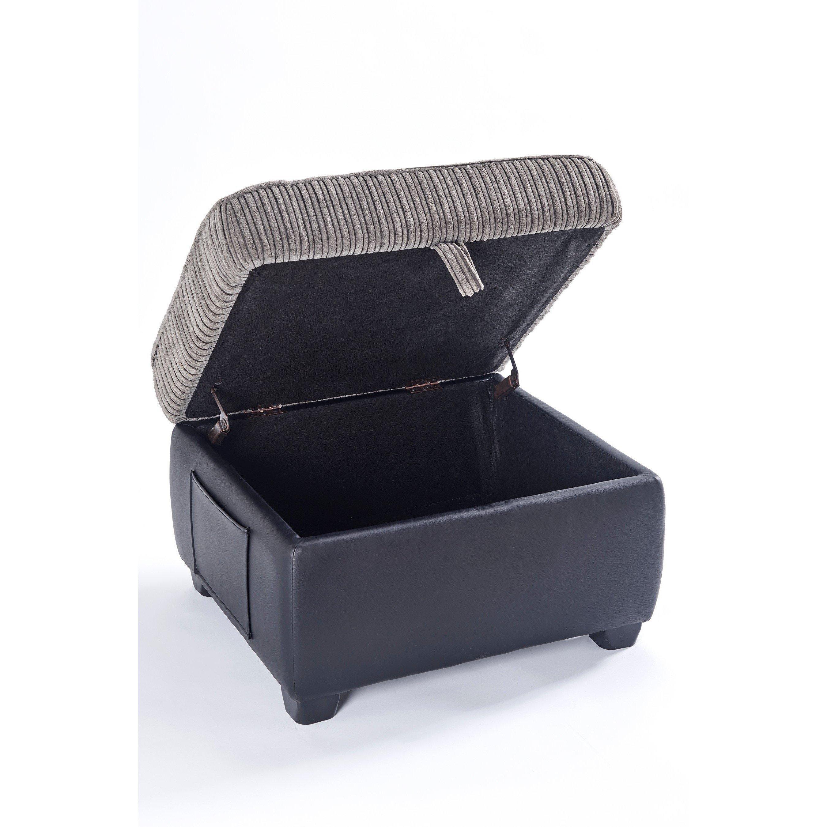 Black - Homelife - Cord/Faux Leather Storage Stool - 7