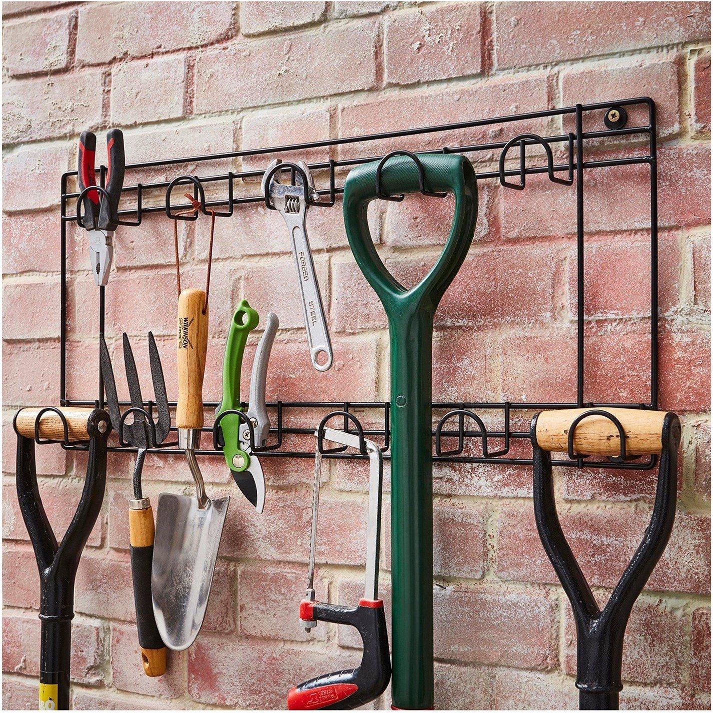 House Of Home Unisex Black 11 Space Tool Rack Hook Wall Mounted Hanger Two Tier Shed Garage Storage In - Image 3