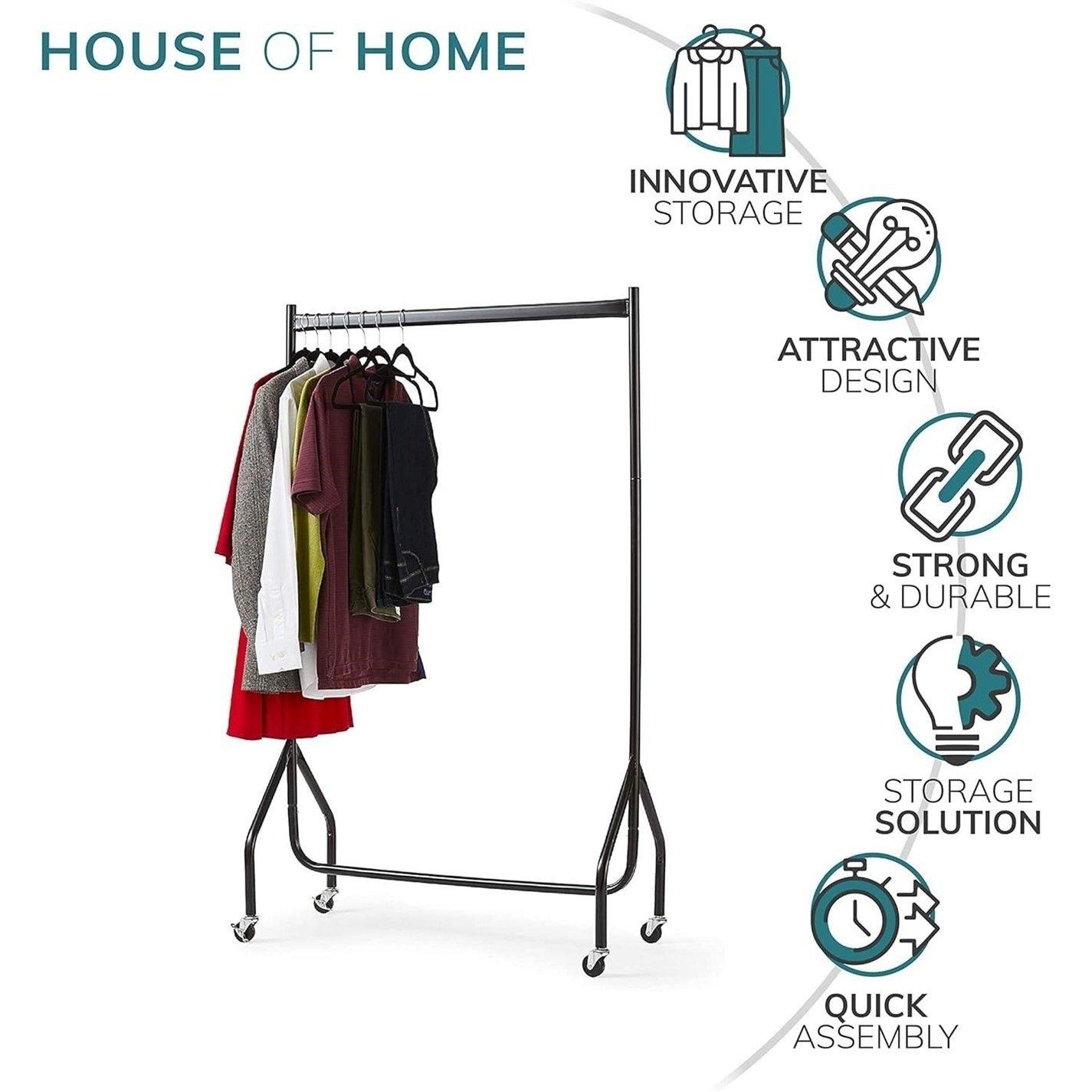 Black - House of Home - 3ft Long x 5ft High Quality Heavy Duty Clothes - 3