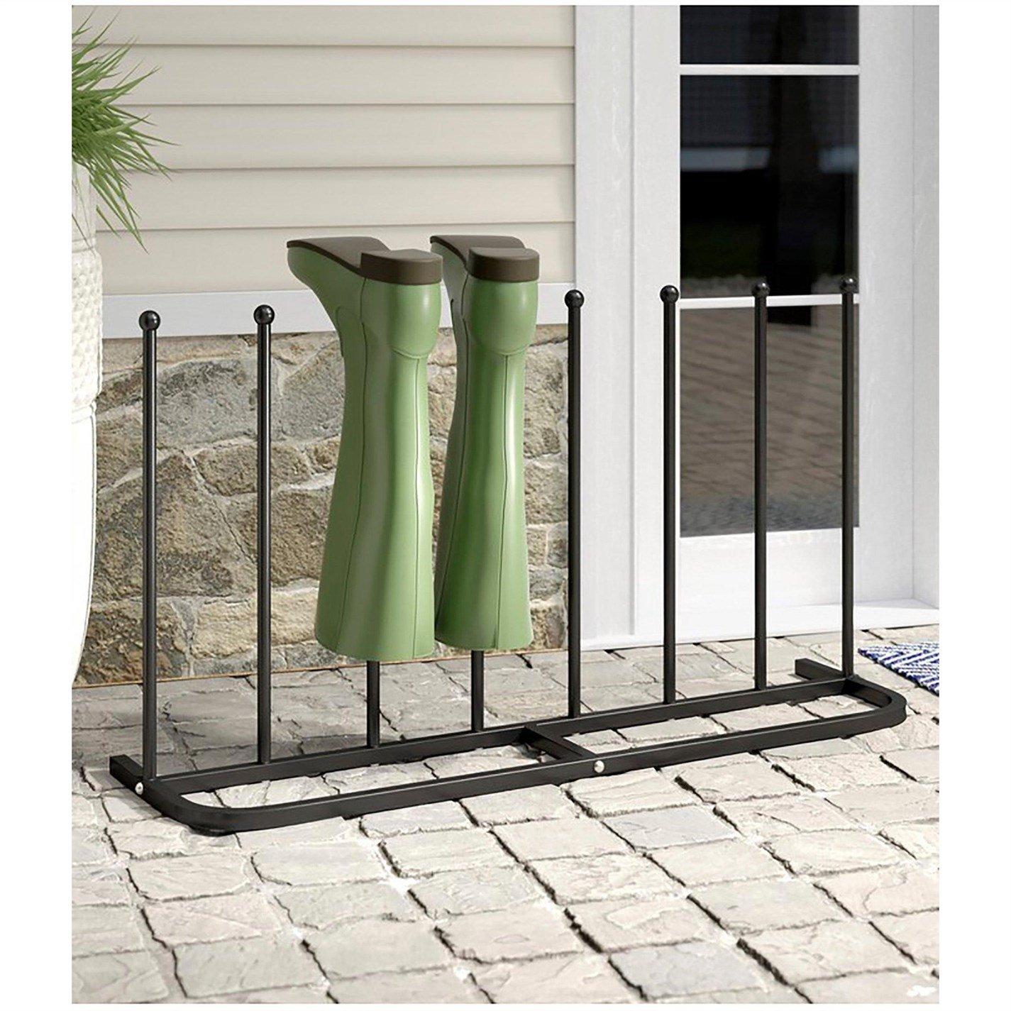 Black - House of Home - 4 Pair Black Boot Shoe Welly Stand Storage - 1