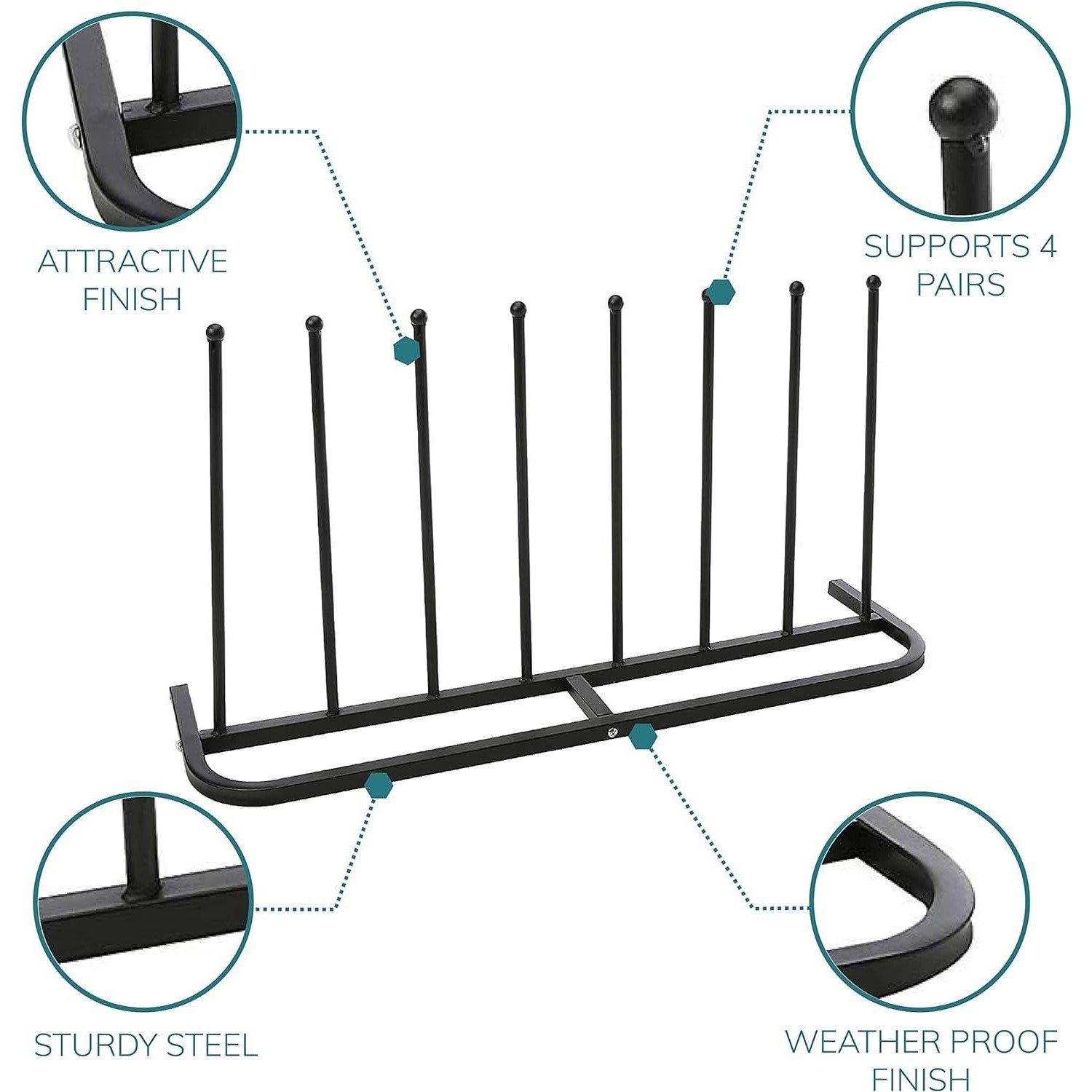 Black - House of Home - 4 Pair Black Boot Shoe Welly Stand Storage - 5