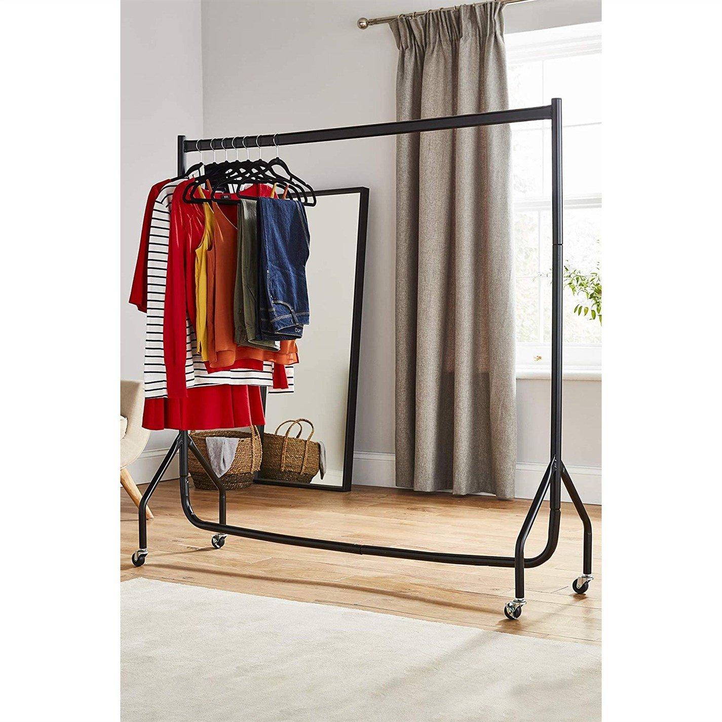 House Of Home Heavy Duty Clothes Rail With Wheels 4 Sizes Black - Black / 120Cm - Image 7
