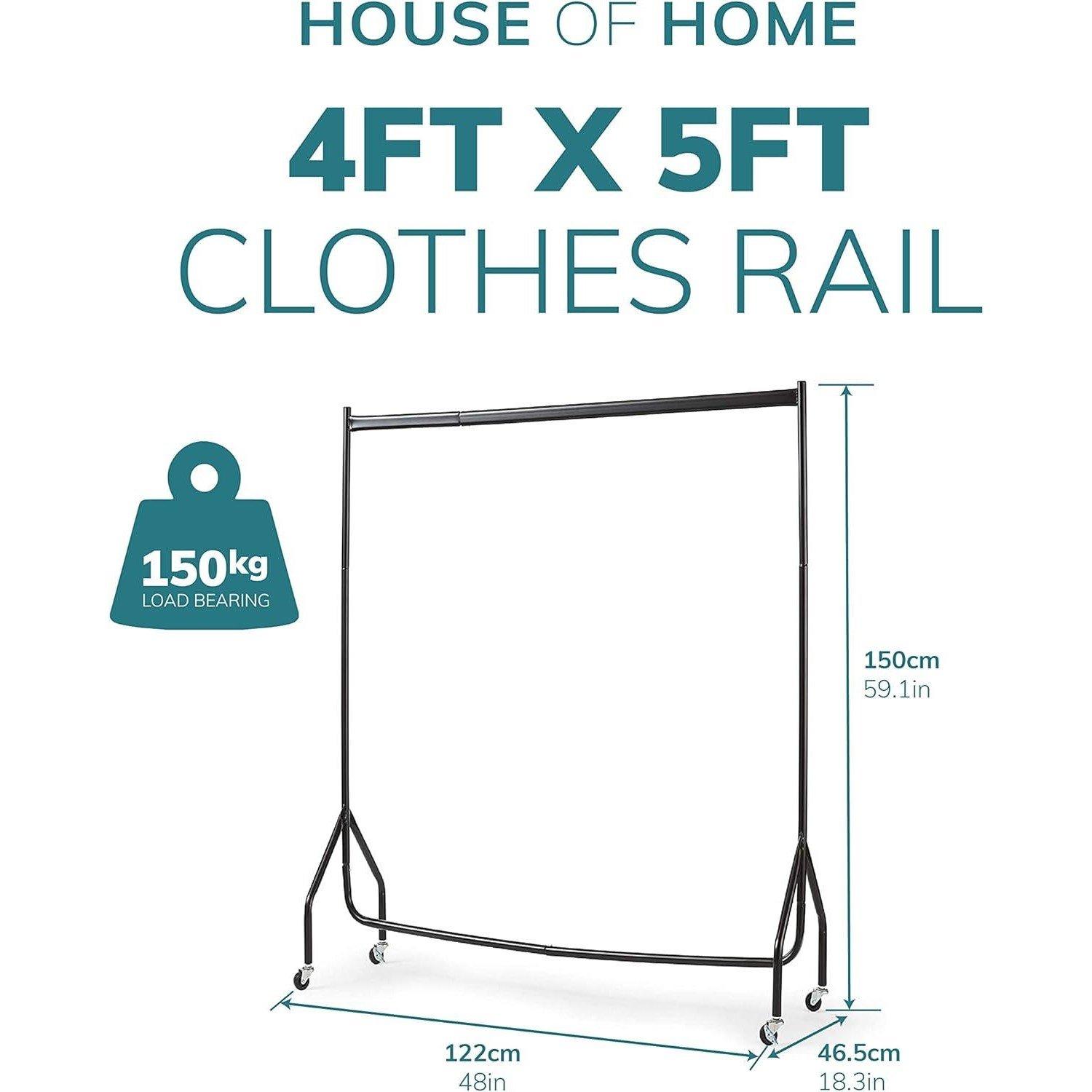 Black - House of Home - Extra Heavy Duty 4FT Long x 5FT Clothes - 2