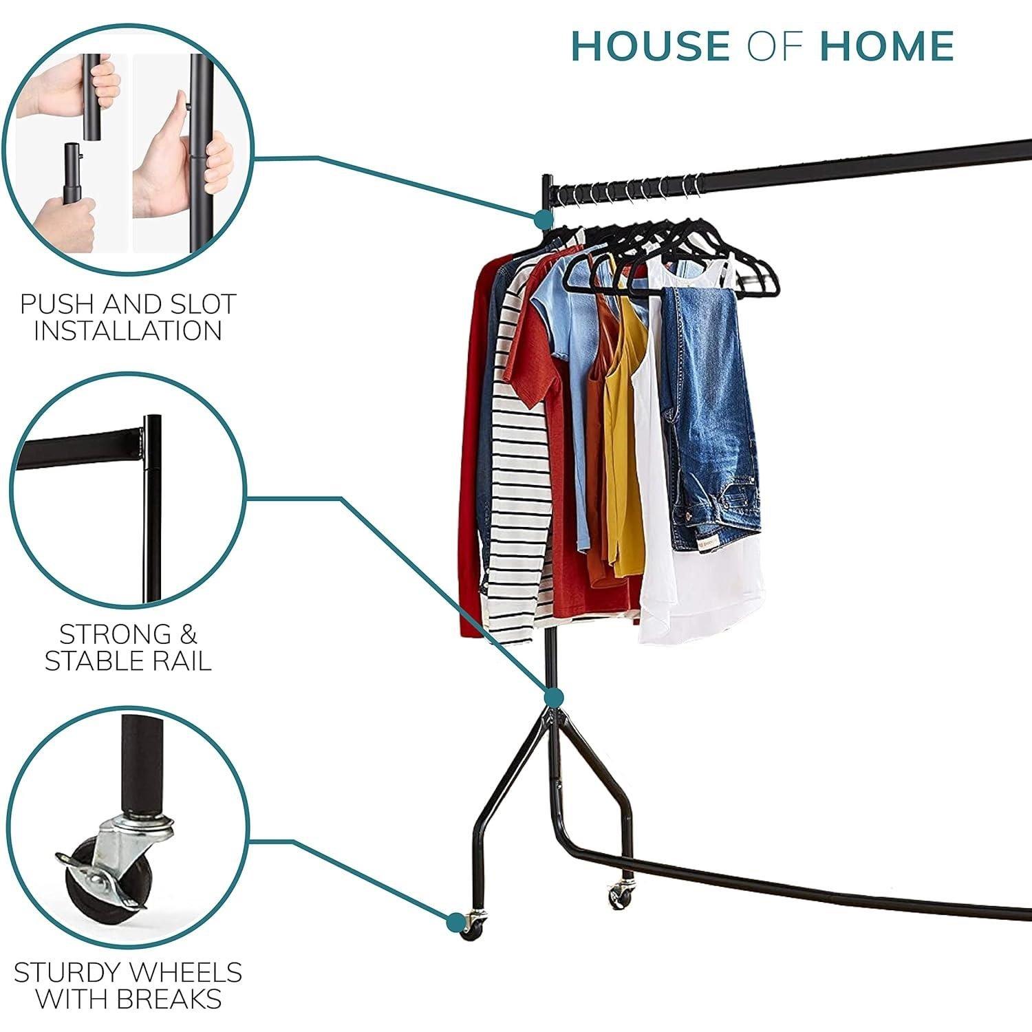 Black - House of Home - Extra Heavy Duty 4FT Long x 5FT Clothes - 3