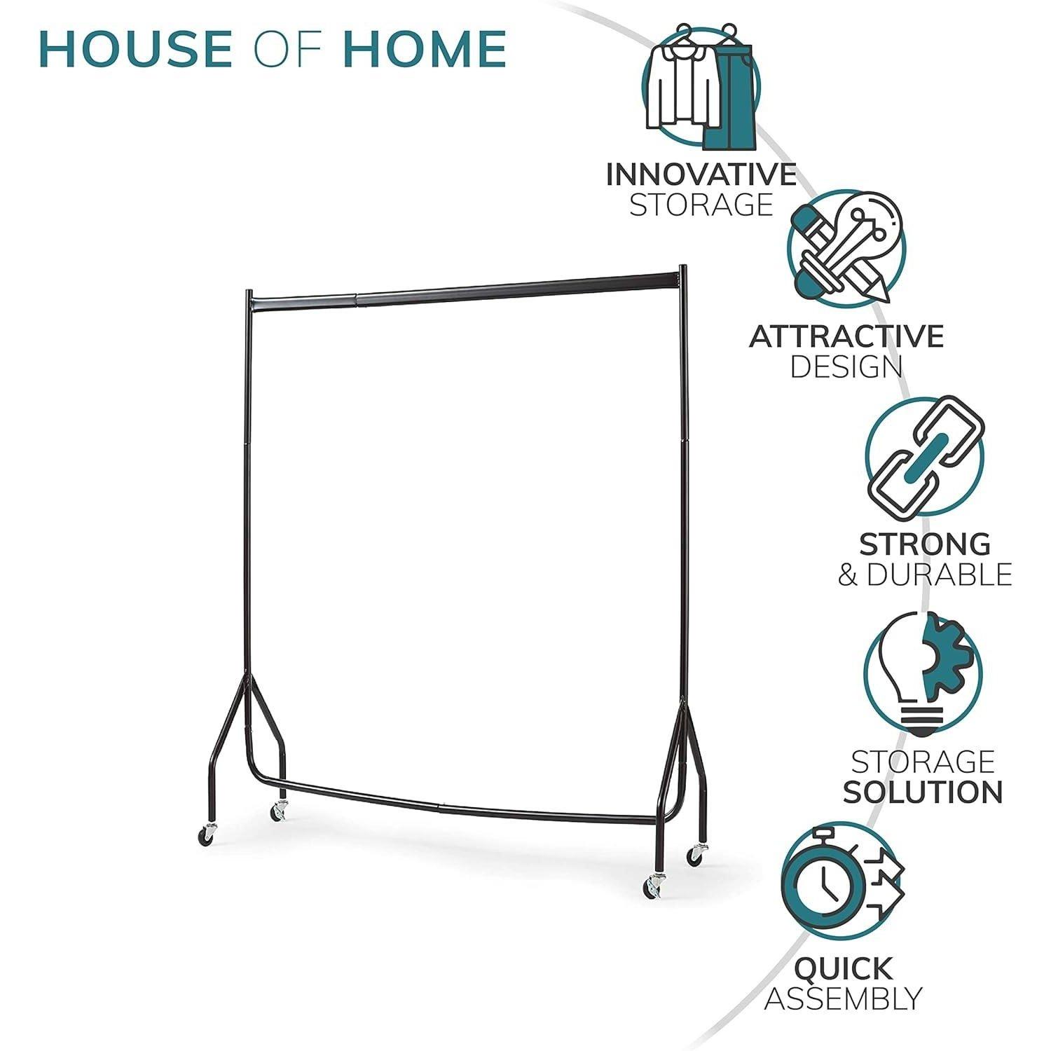 Black - House of Home - Extra Heavy Duty 4FT Long x 5FT Clothes - 4