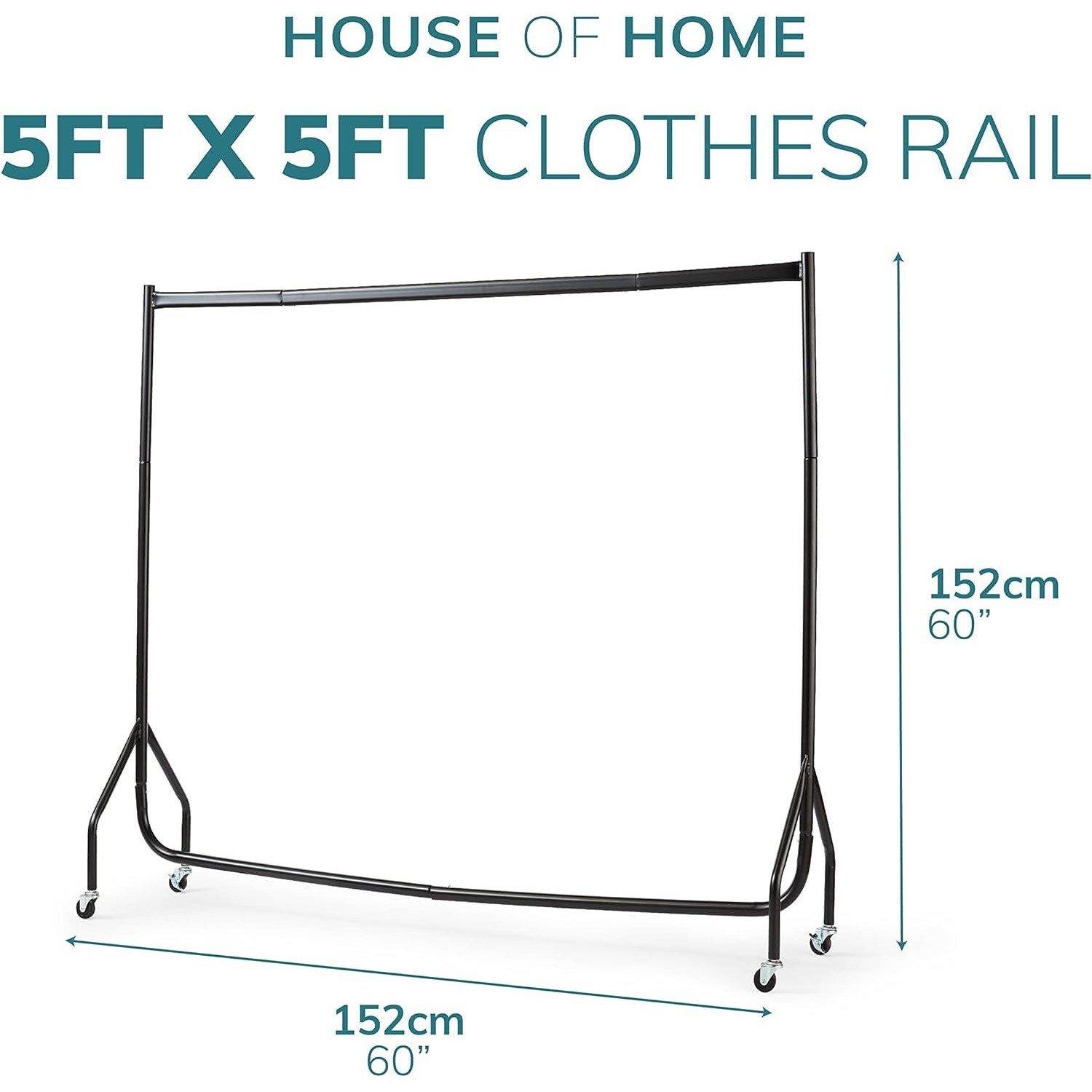 Black - House of Home - 5ft Long x 5ft Tall Quality Heavy Duty Rail - 2