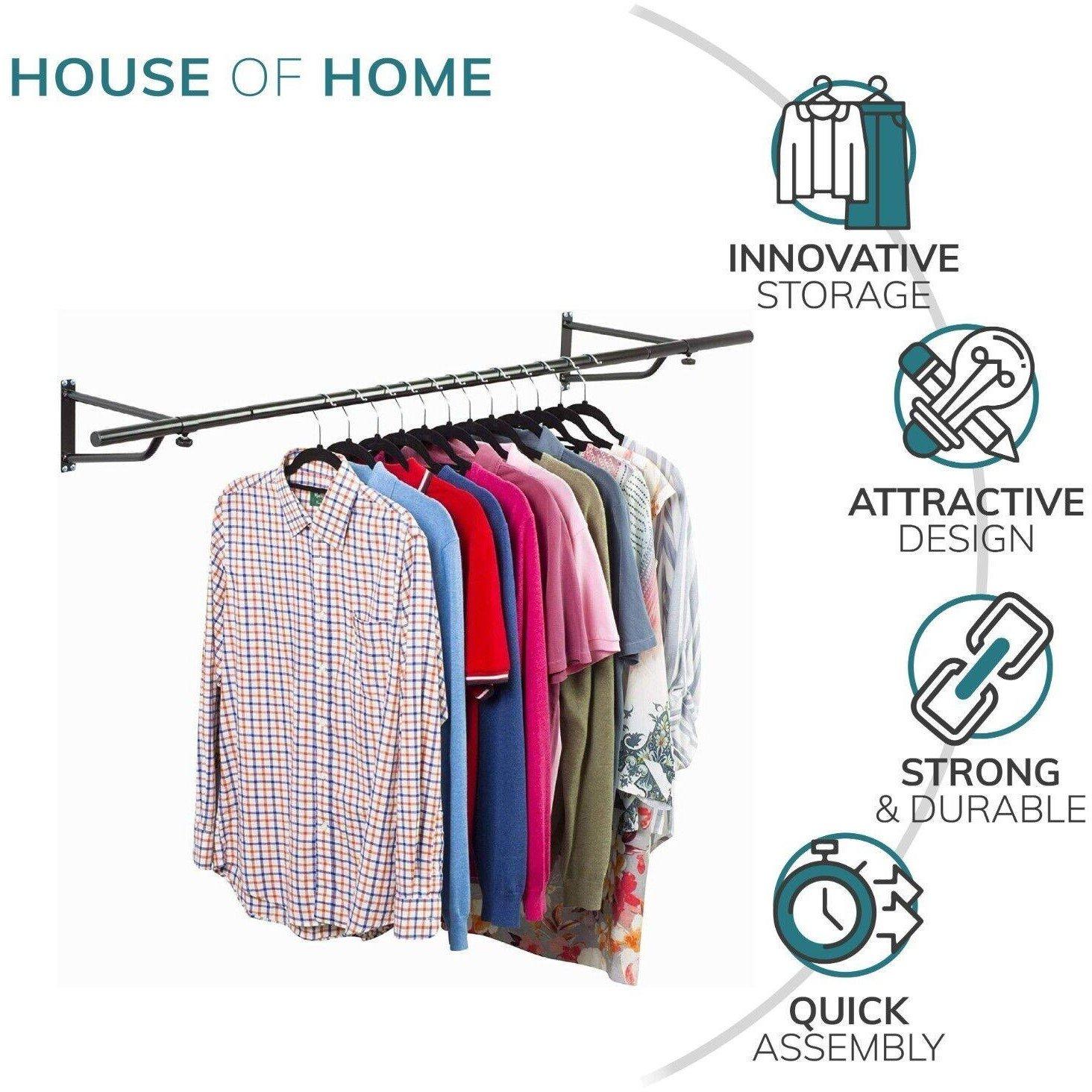 Black - House of Home - 6ft Garment Rail In Black - 3