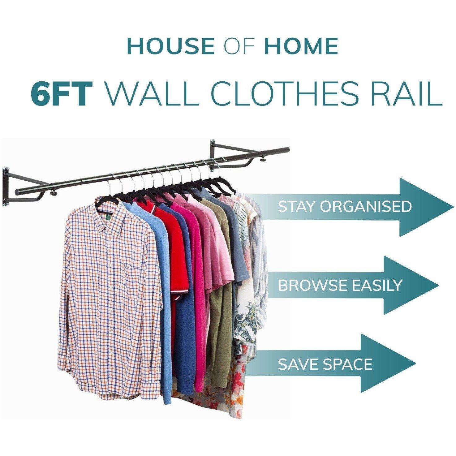 Black - House of Home - 6ft Garment Rail In Black - 5