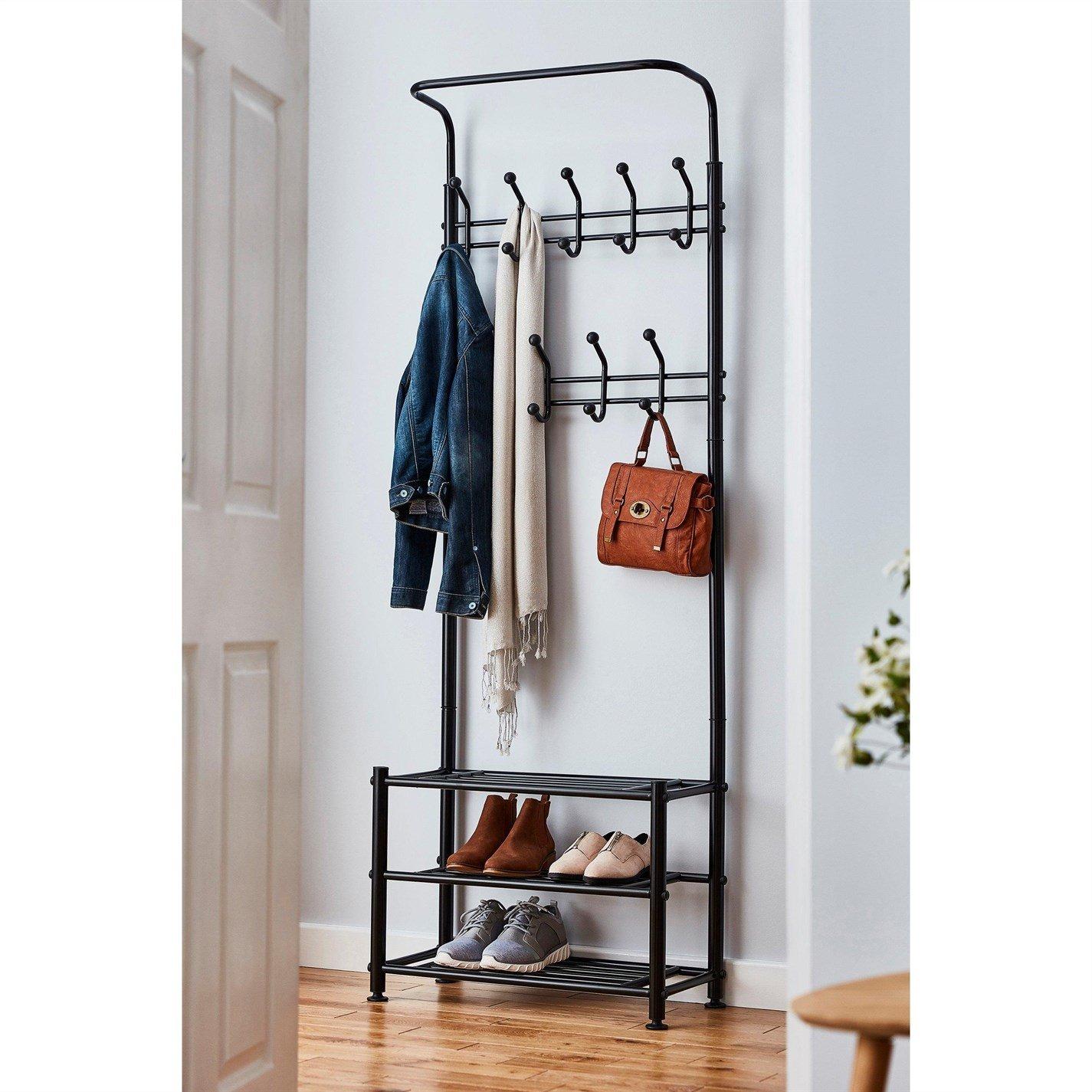 Black - House of Home - Multi Purpose Stand 18 Hooks For Clothes Shoes - 1