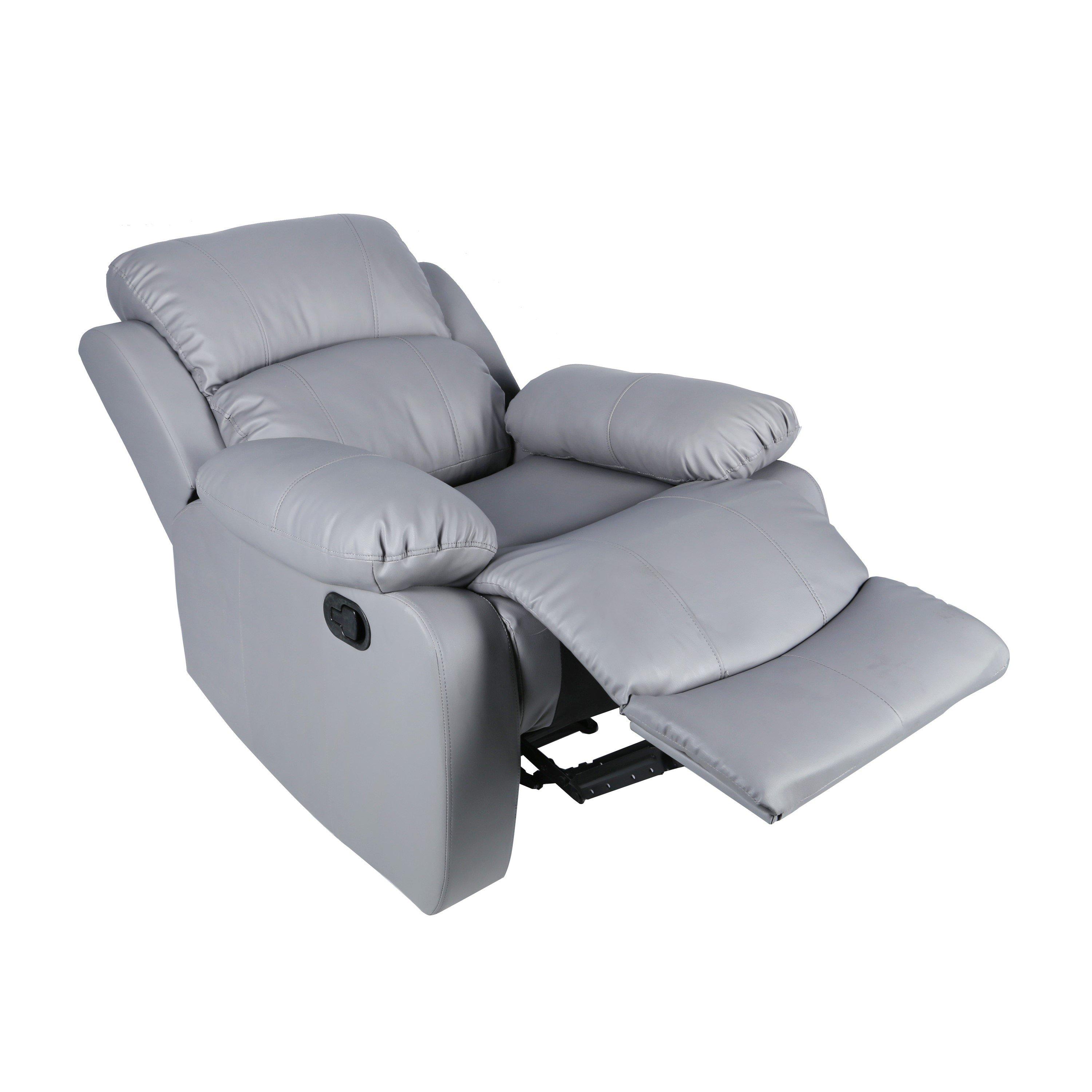 Grey - Homelife - Canterbury Faux Leather Recliner Armchair - 2