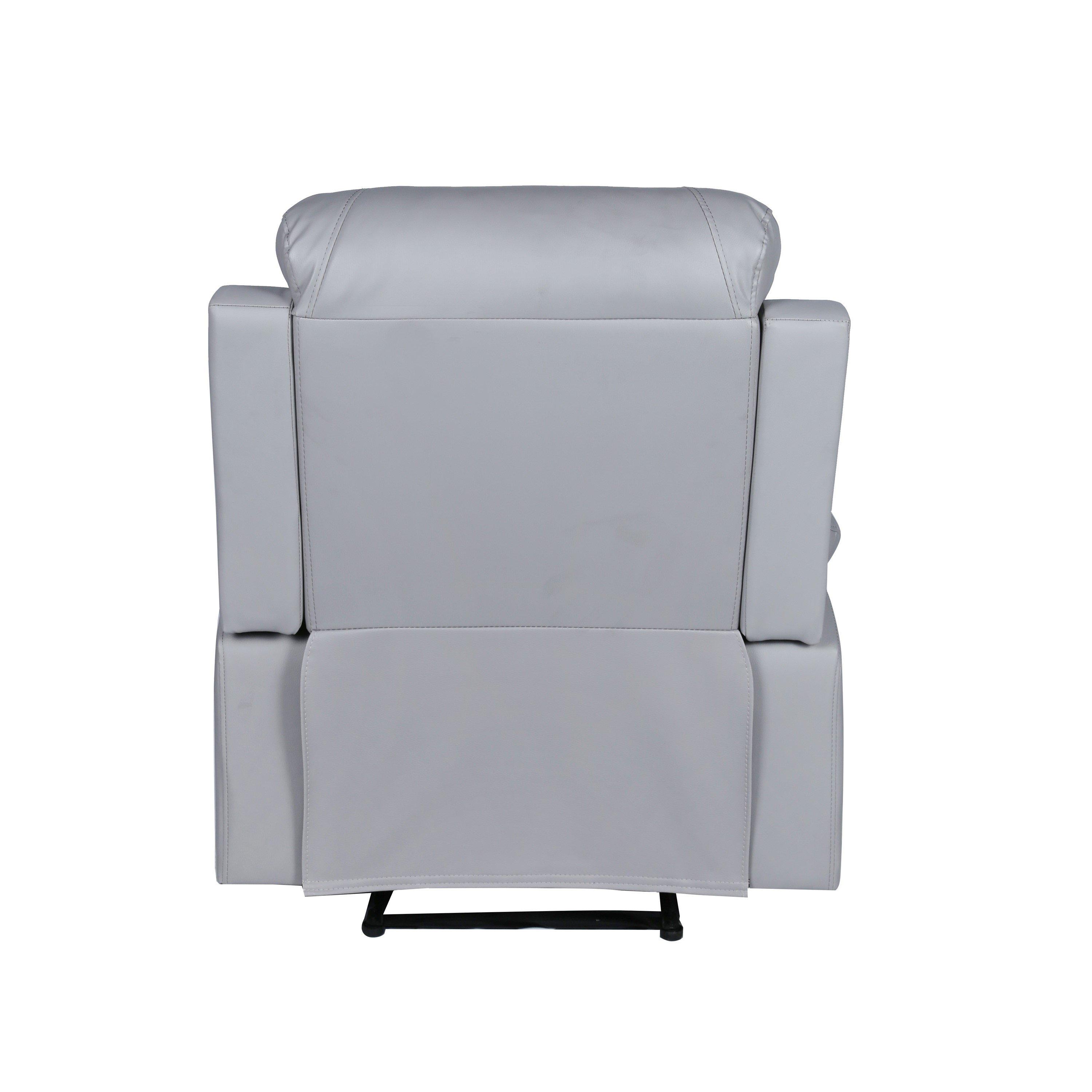 Grey - Homelife - Canterbury Faux Leather Recliner Armchair - 3