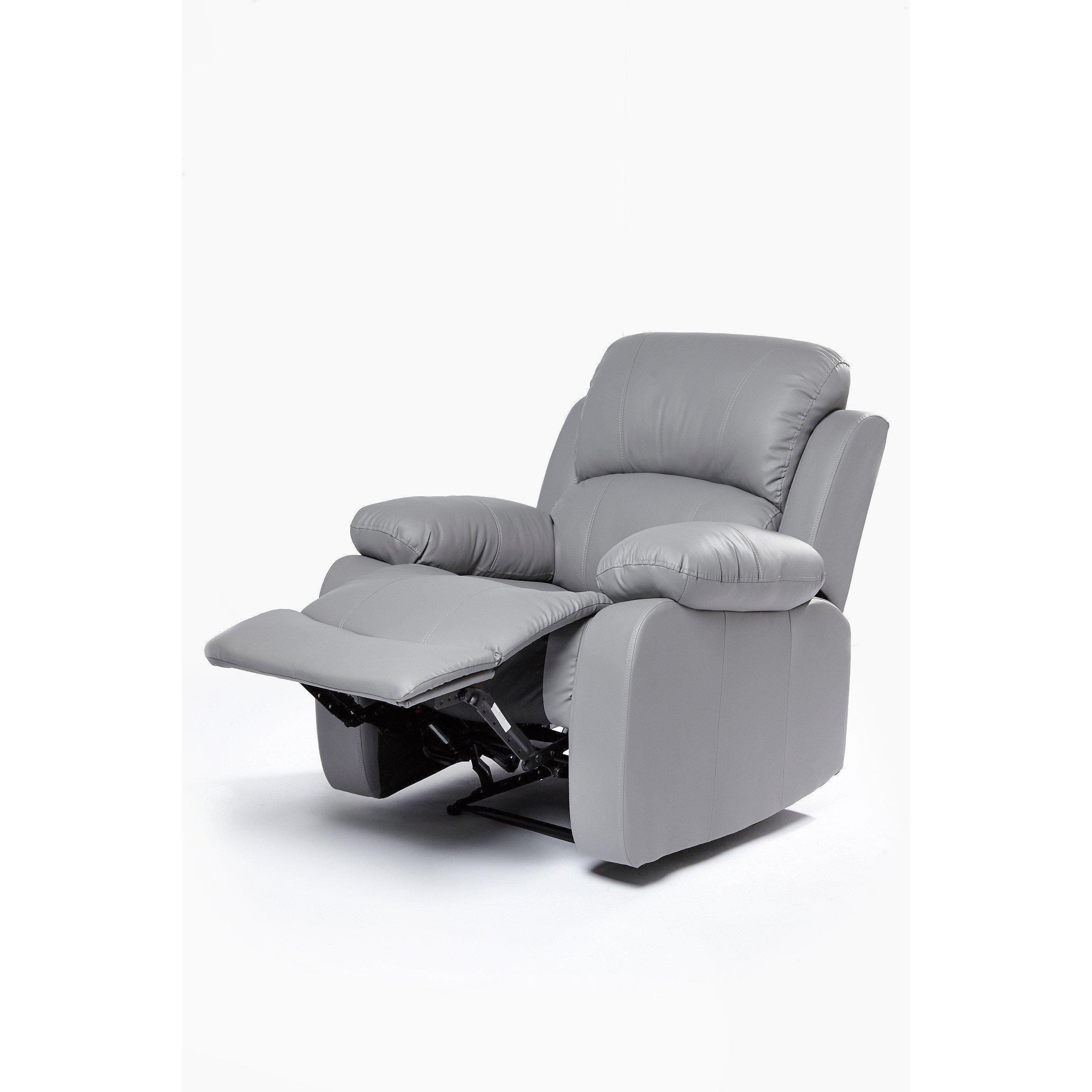 Grey - Homelife - Canterbury Faux Leather Recliner Armchair - 4