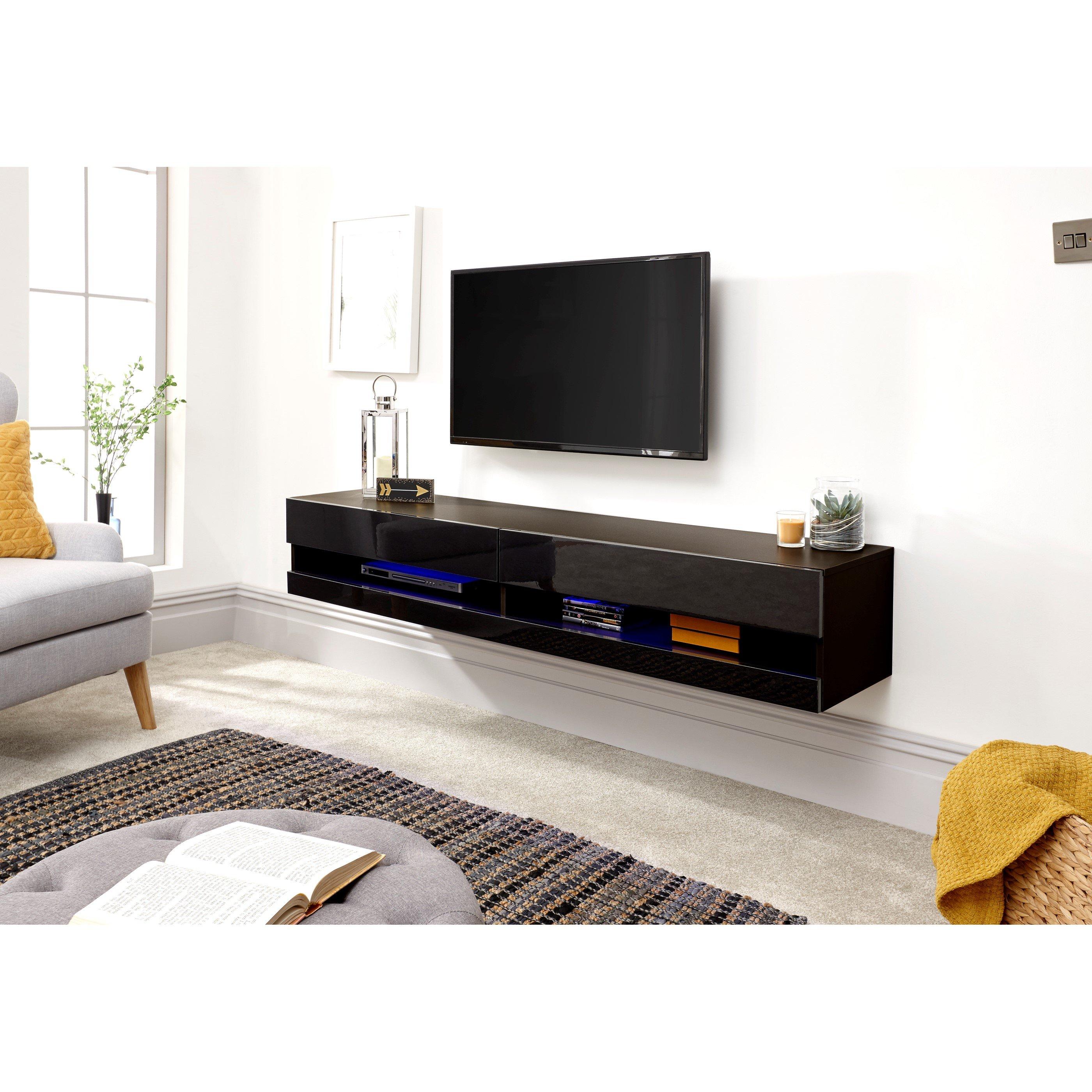 Black - GFW - GFW Galicia 150cm Wall TV Unit with LED