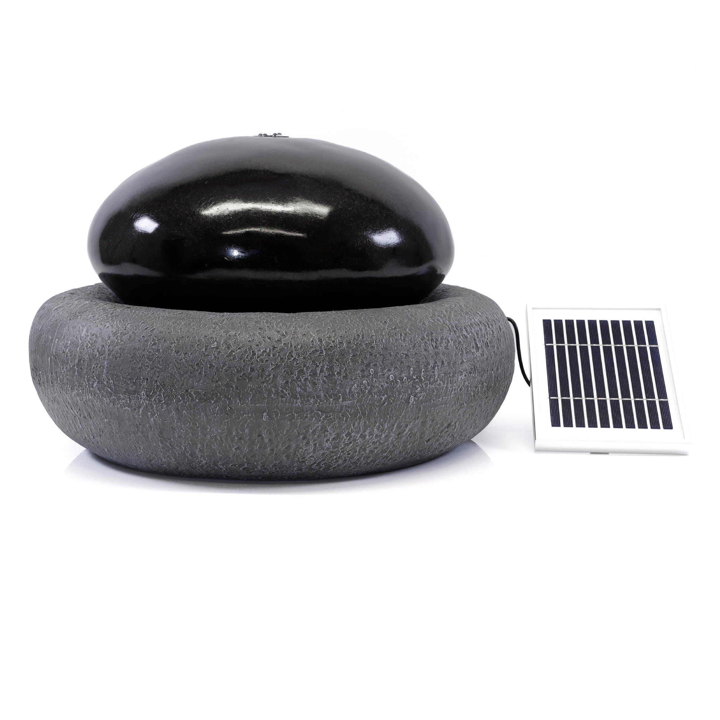 Black - Streetwize - Solar Pebble Fountain Battery BackUp water Feature - 1