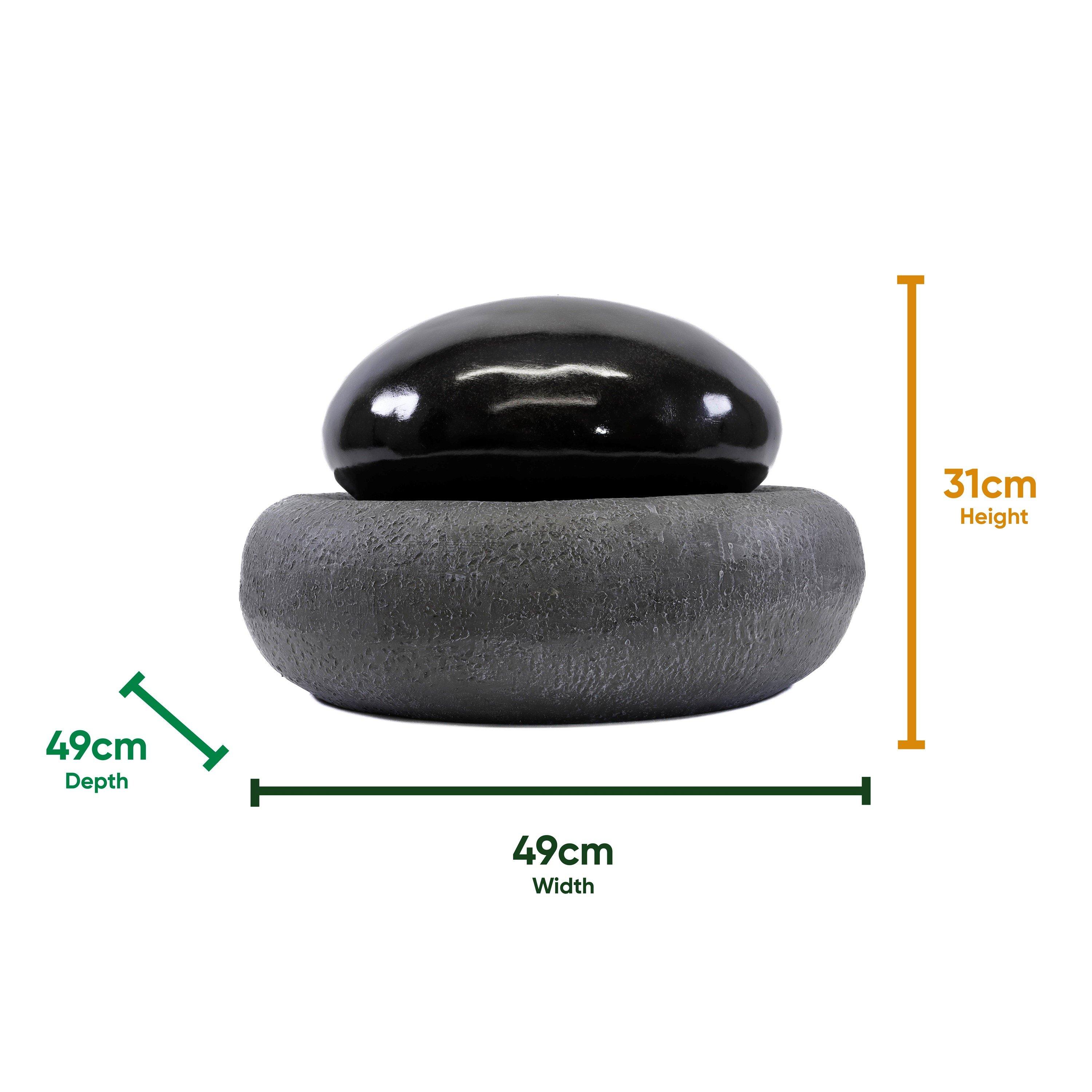 Black - Streetwize - Solar Pebble Fountain Battery BackUp water Feature - 2