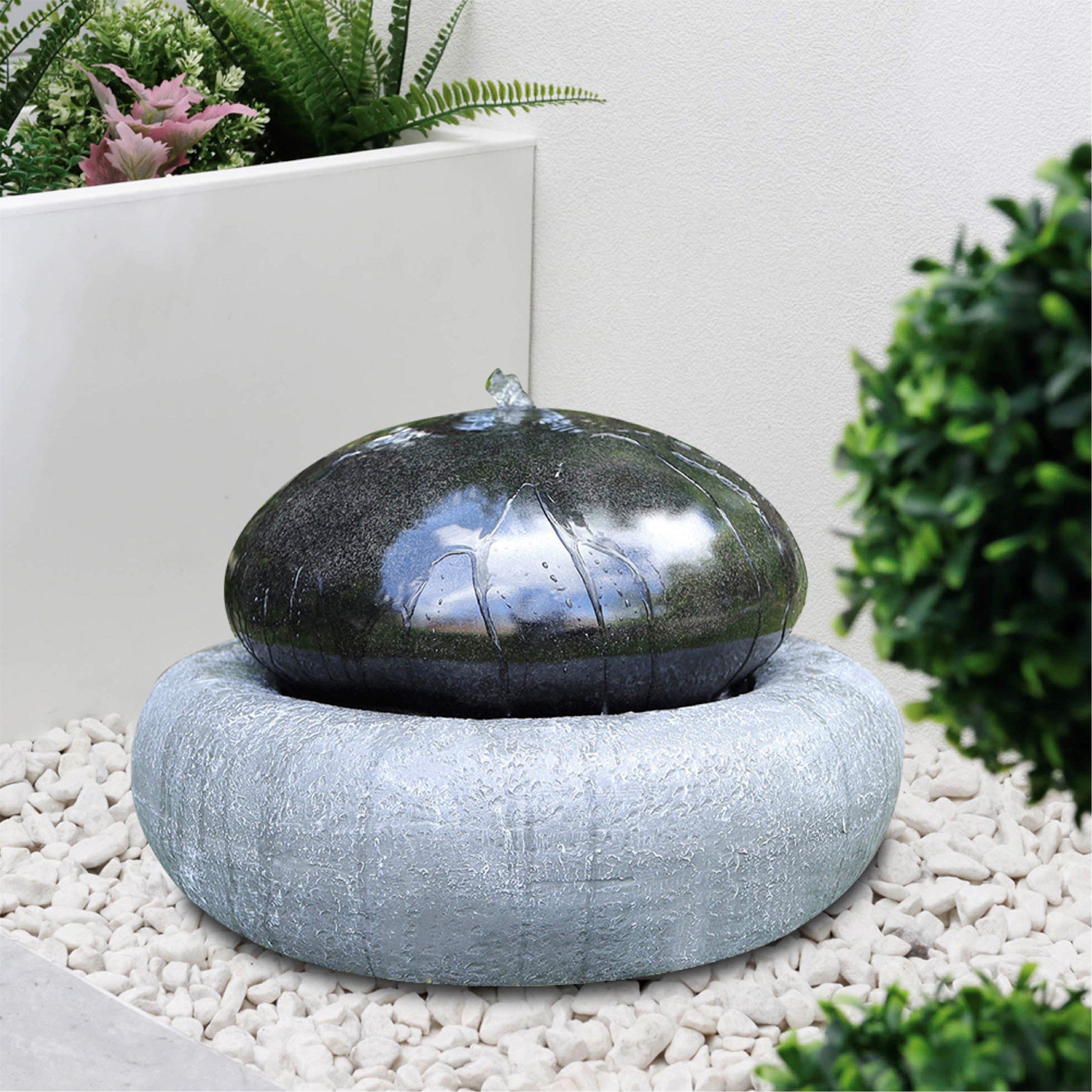 Black - Streetwize - Solar Pebble Fountain Battery BackUp water Feature - 3