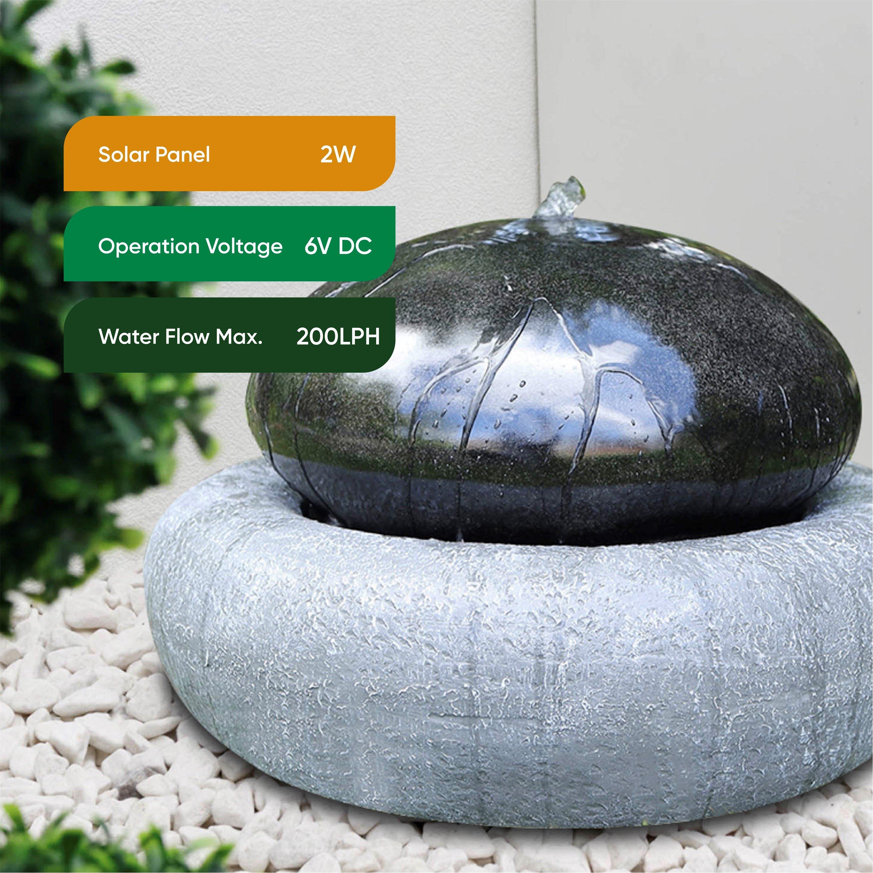 Black - Streetwize - Solar Pebble Fountain Battery BackUp water Feature - 6