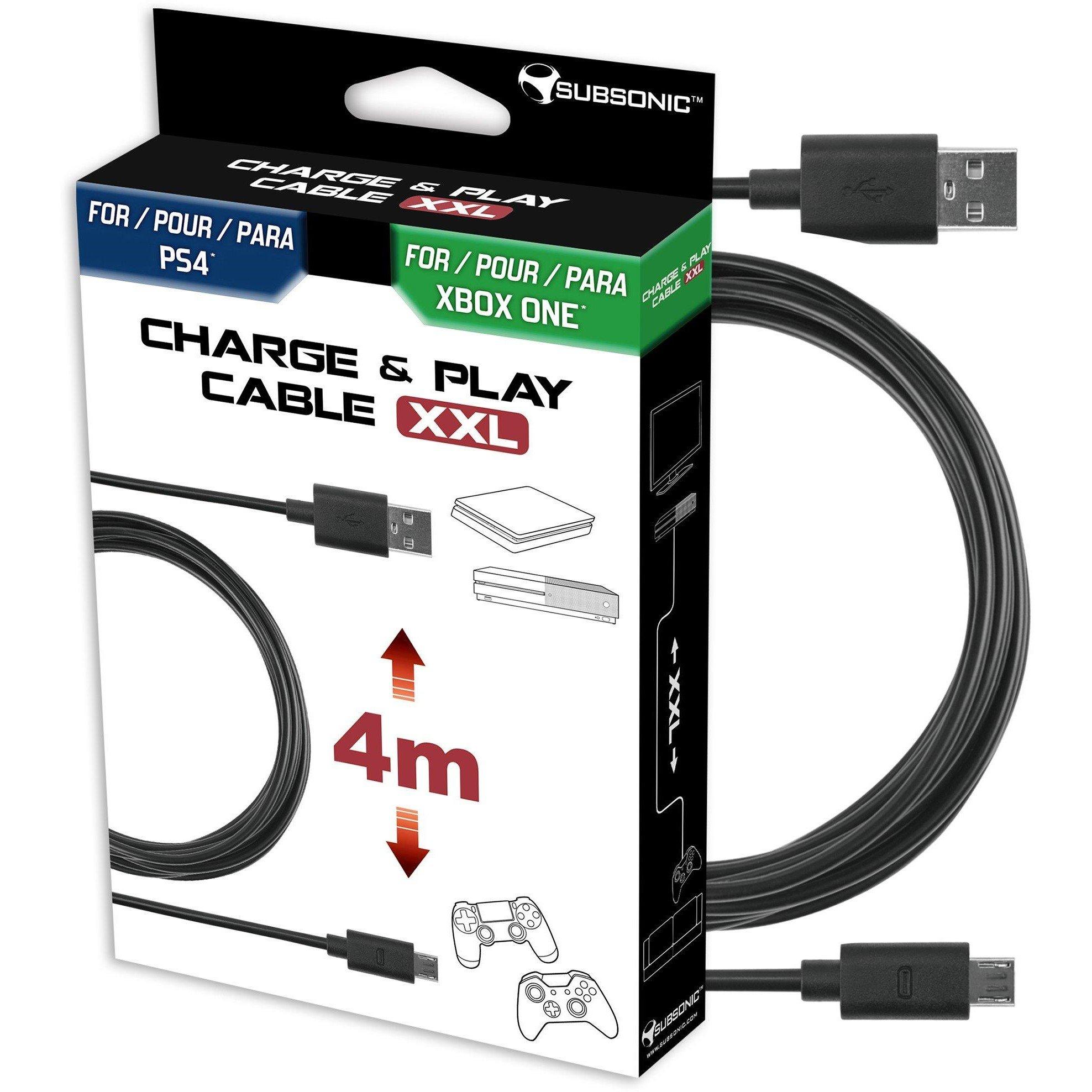Subsonic  Usb Charge And Play Cable For Ps4 And Xb1 - Black - 4 Metre